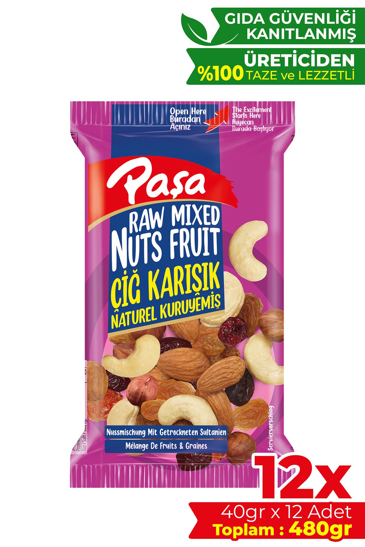 Çiğ Karışık Naturel Kuruyemiş 40 gr X 12 Adet (TOPLAM 480 GR)