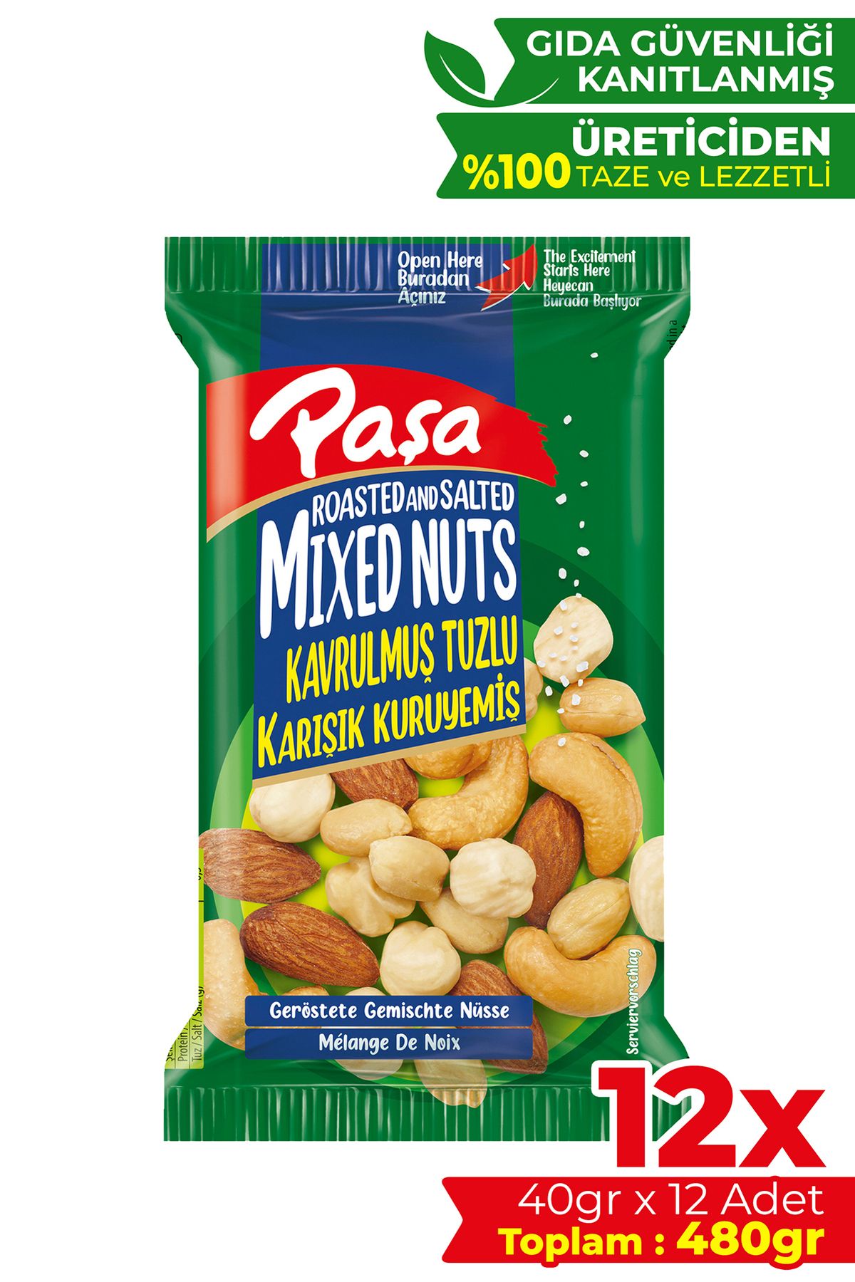 Kavrulmuş Karışık Lüx Kuruyemiş 40 gr X 12 Adet (TOPLAM 480 GR)