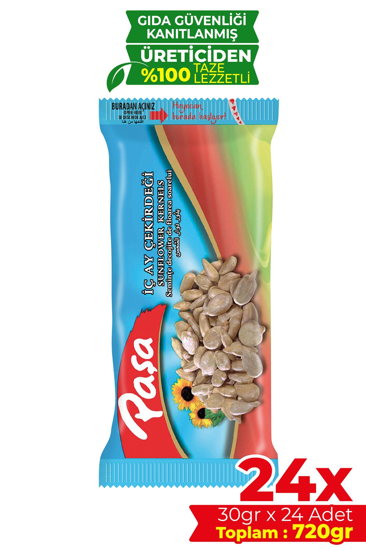 İşlenmiş Iç Ay Çekirdeği 30 gr X 24 Adet (720 GR)