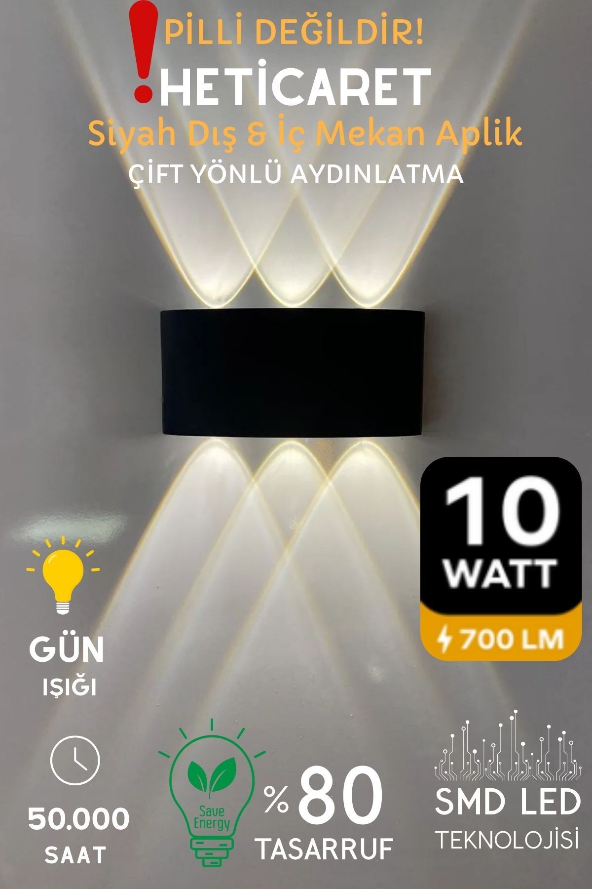8011 10w Led Aplik Marka Aydınlatma Çift Taraflı Led Dekoratif Duvar Aplik - Gün Işığı