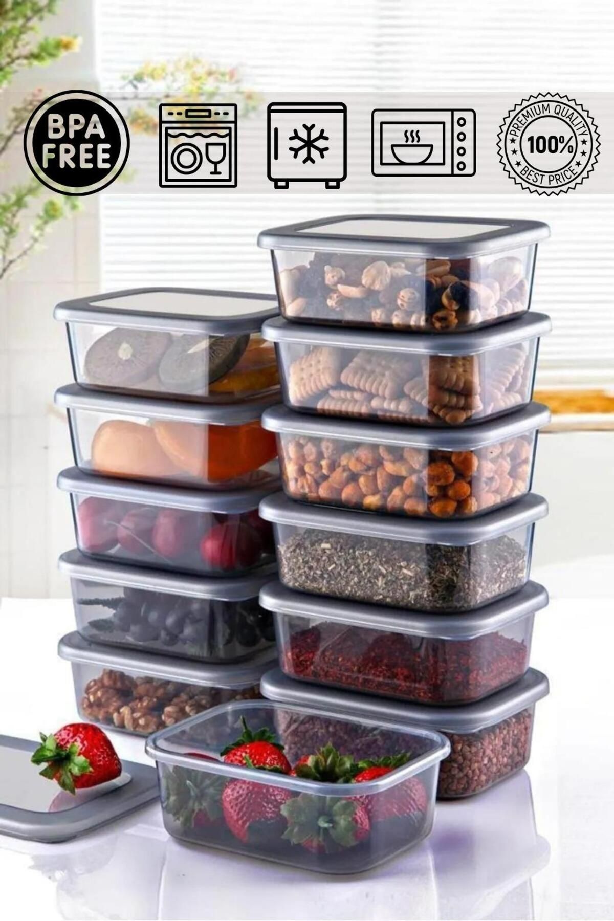 12 Adet Lunch Box Kahvaltılık Saklama Kabı