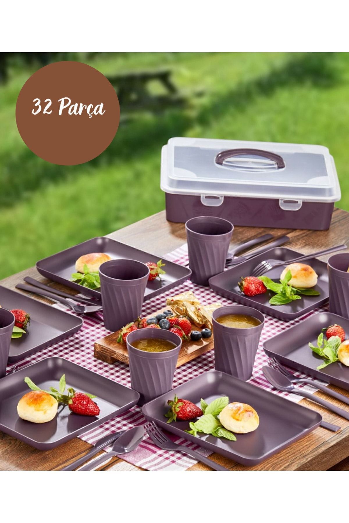 Osita Home Piknik Seti 32 Parça Mürdüm
