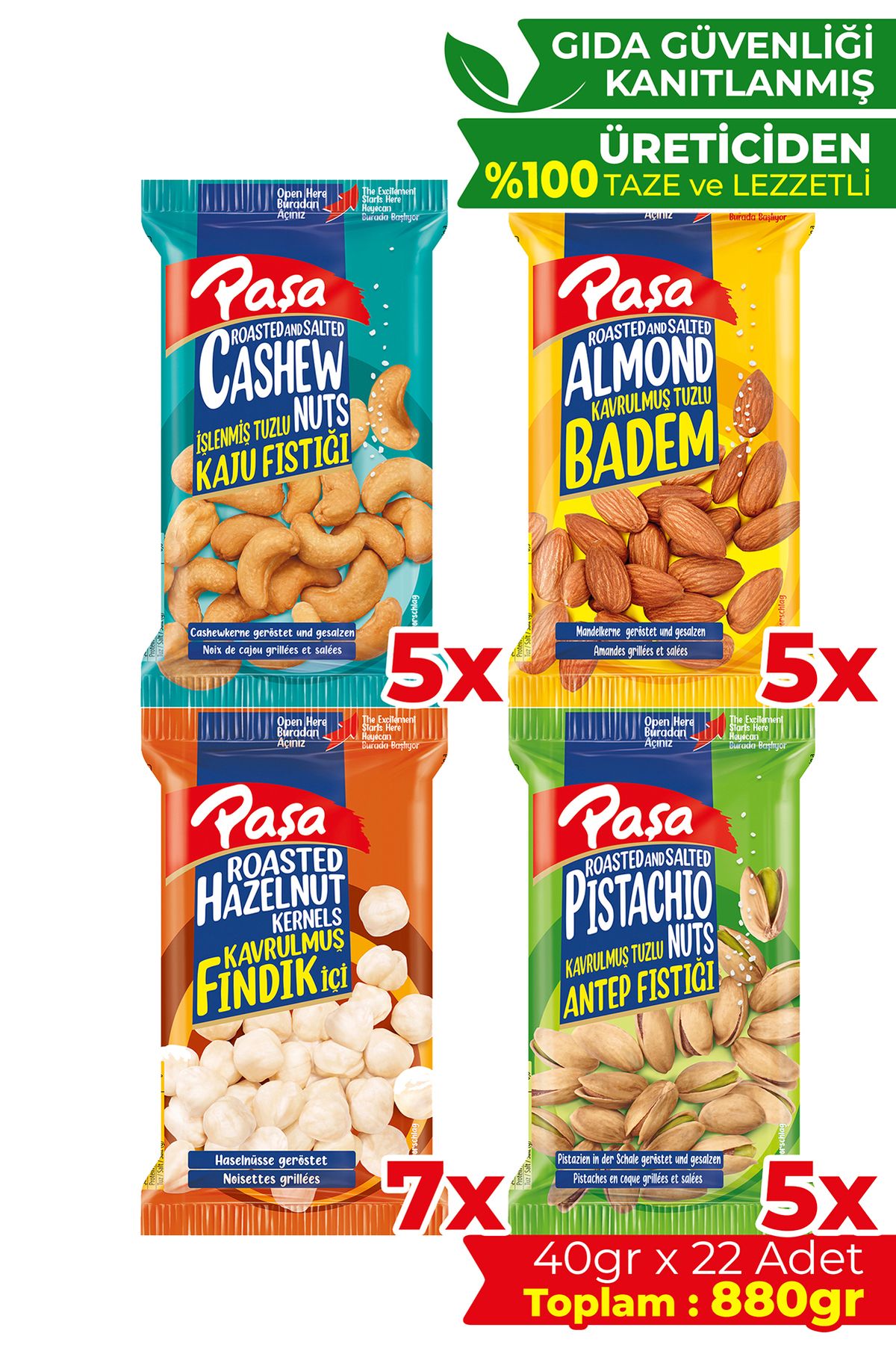 Paşa Karışık 40 gr X 22 Adet (NATUREL 1. KALİTE)