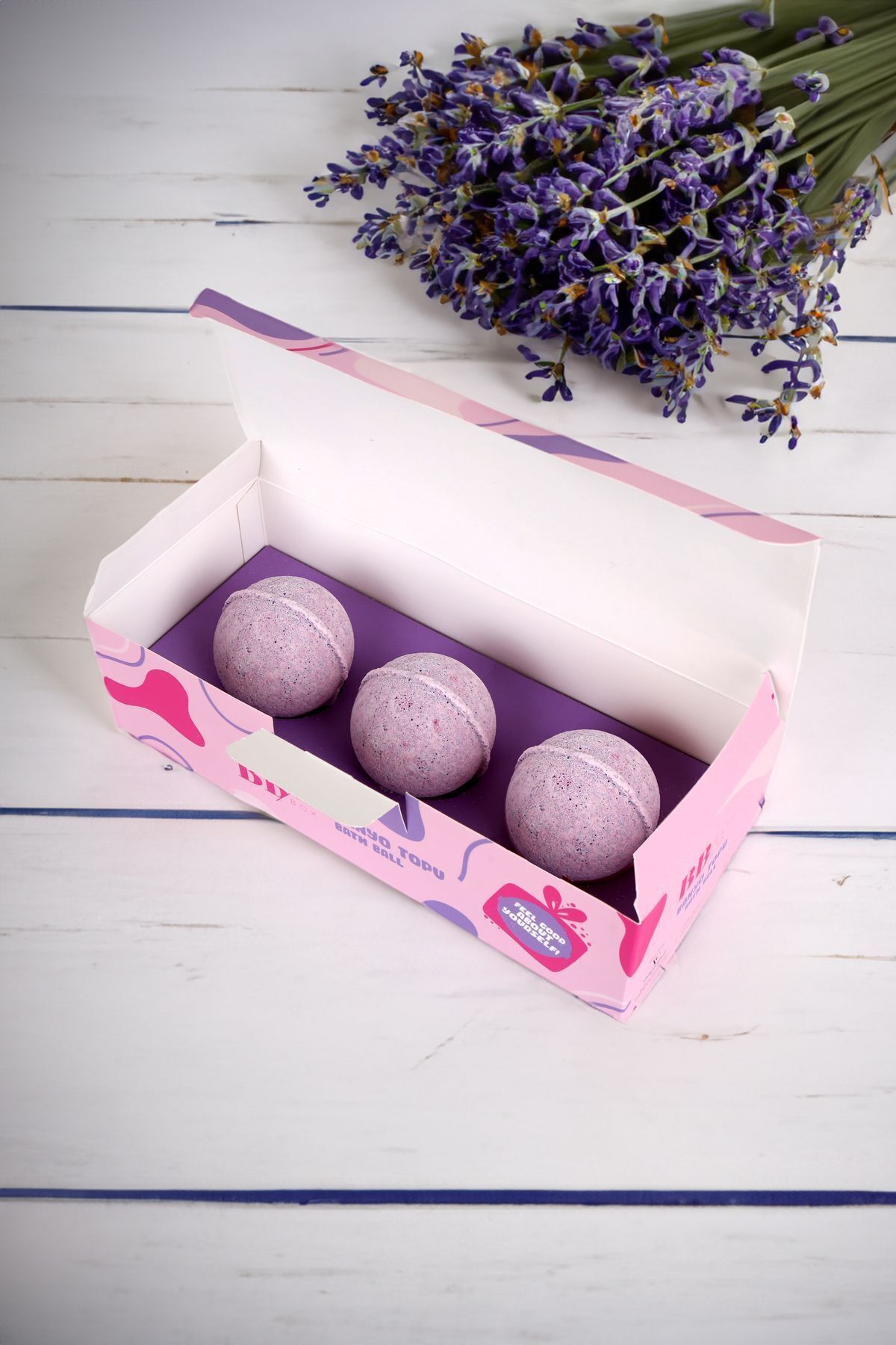 Bathbox 3'lü Banyo Topu Ve Nem Bombası Jakuzi Küvet Manikür Topu Seti 130g Dev Boy- Lavanta