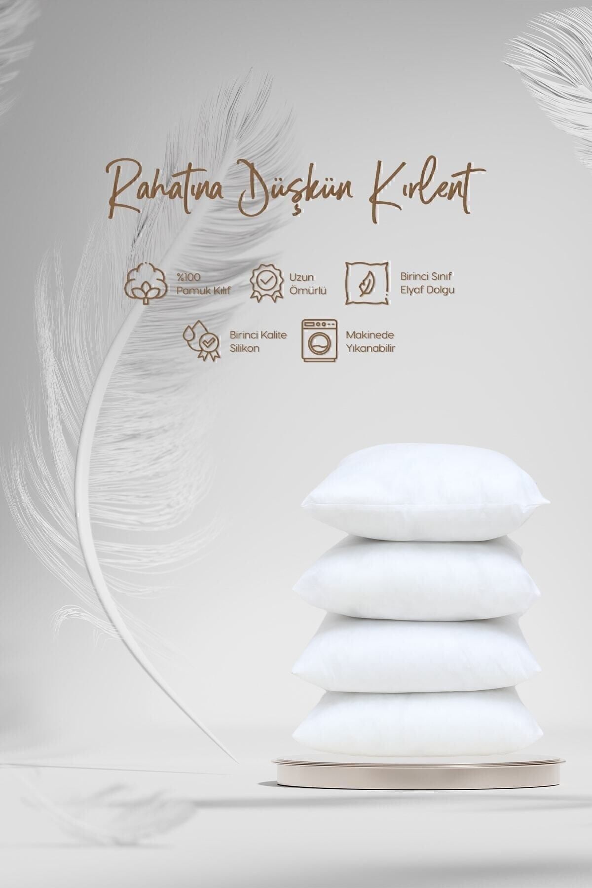 4'lü Kırlent Kılıfı Iç Yastığı 45x45 350 gr Silikon Kırlent Içi -malzeme