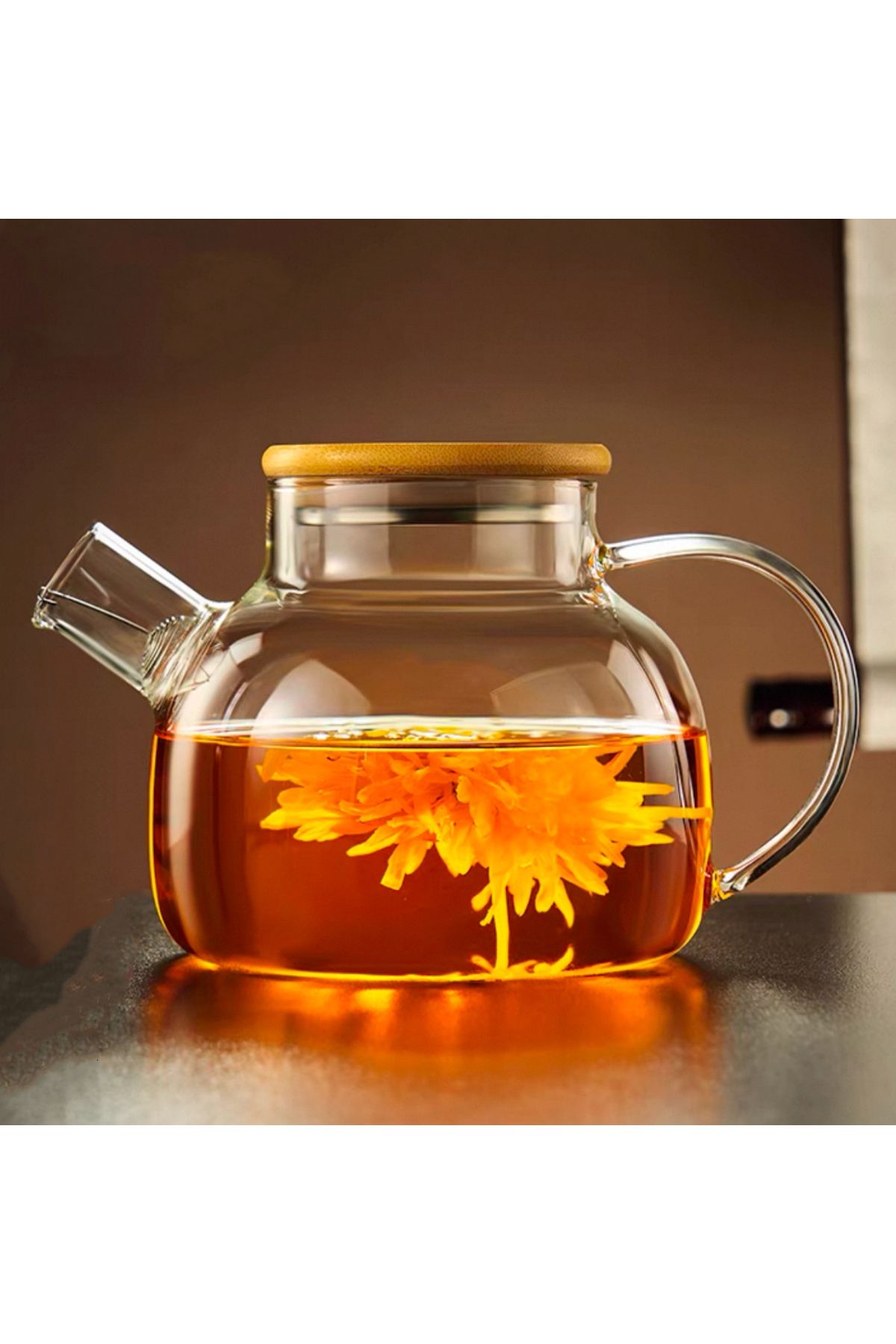 Isıya Dayanıklı 1000 ml Süzgeçli Cam Demlik Bitki Çayları , Borosilikat ,sürahi