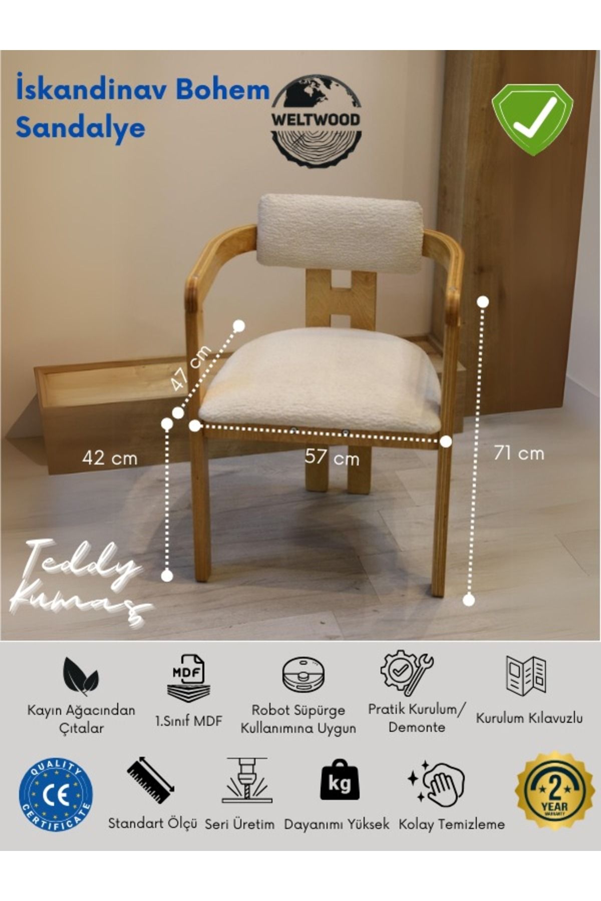 Weltwood Mobilya İskandinav Bohem Collection Sandalye