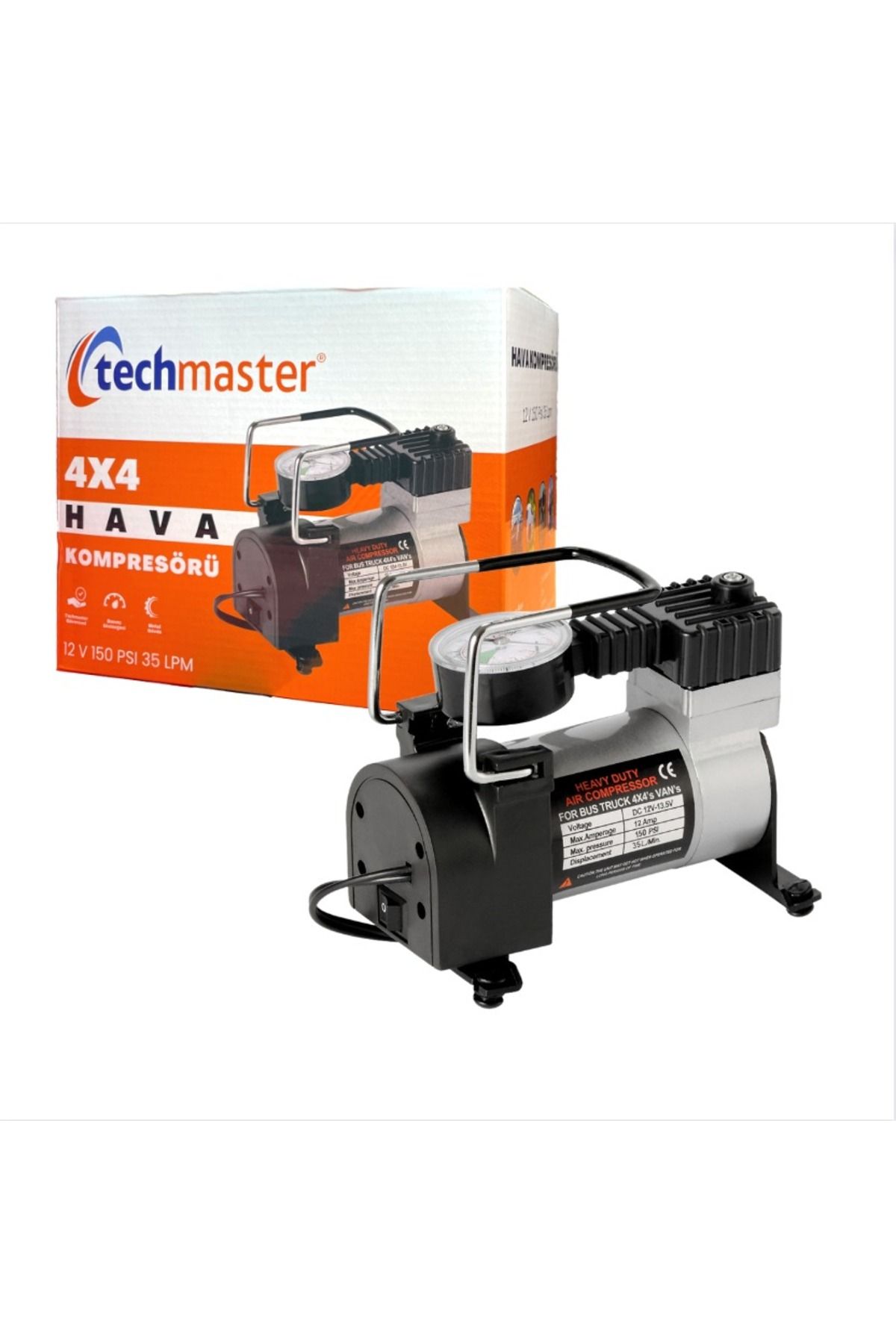 Araba Oto Araç Lastik Şişirme Pompası 150 Psi Kompresör Ac-580