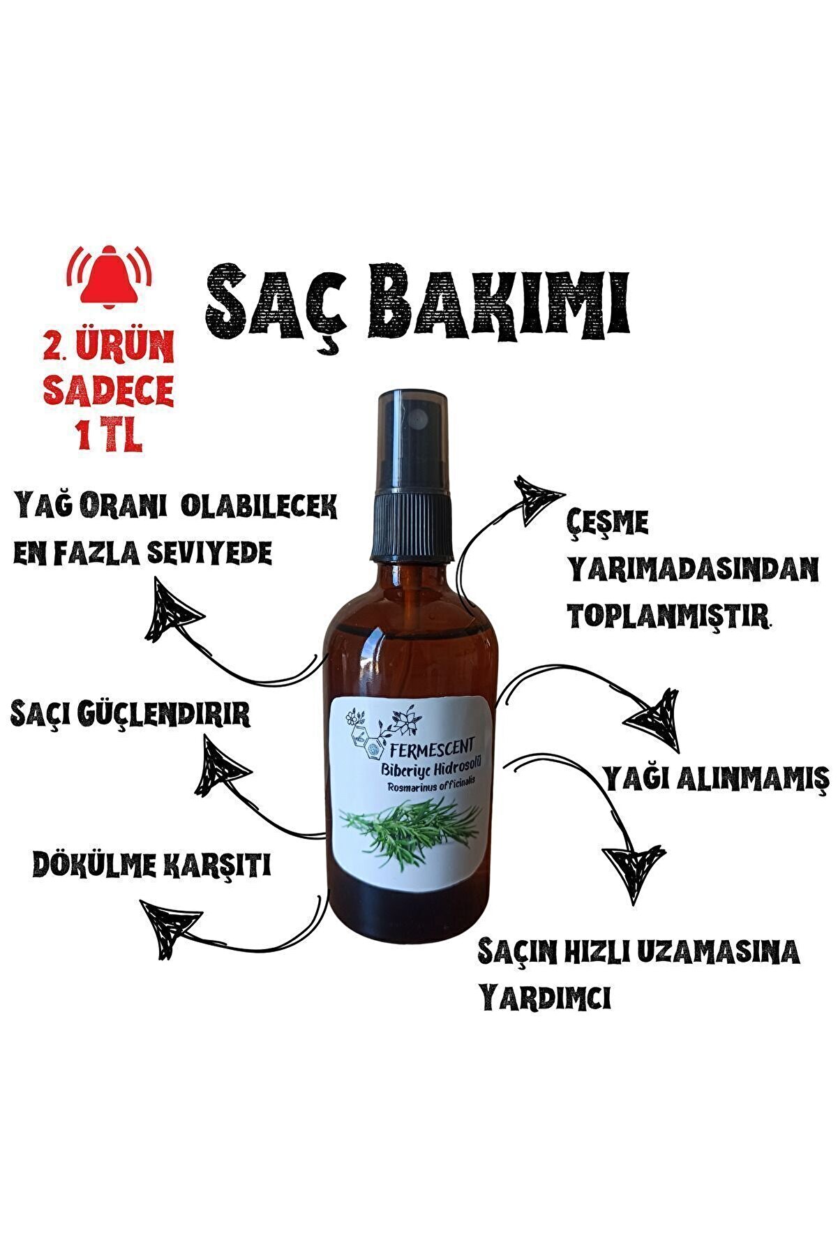 Biberiye Suyu - Mayası Hidrosolü - Saç Bakımı - Dökülme Karşıtı - Hızlı Uzama - En Etkili - Rosemary