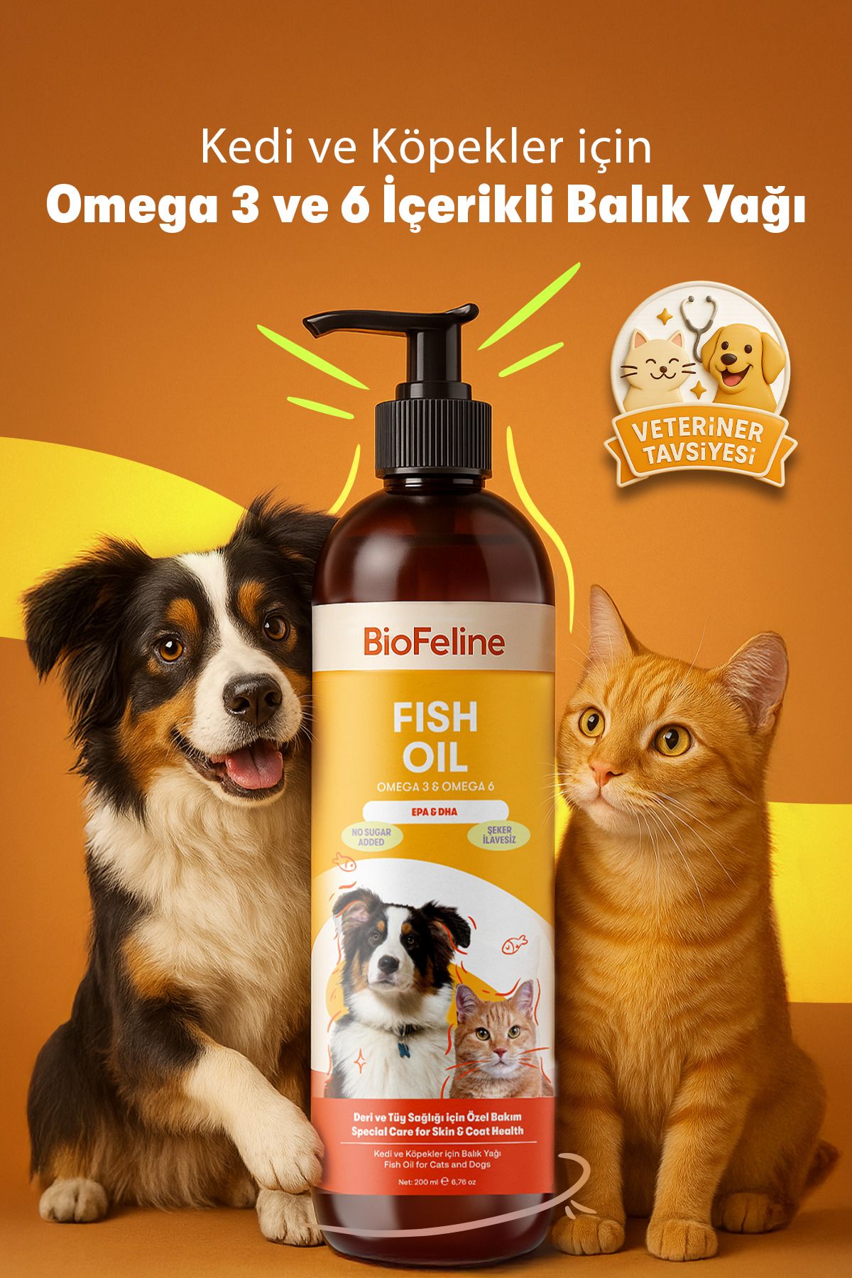 Kedi ve Köpekler İçin Omega 3 ve 6 İçerikli Balık Yağı – Tüy ve Genel Sağlık Destekleyici