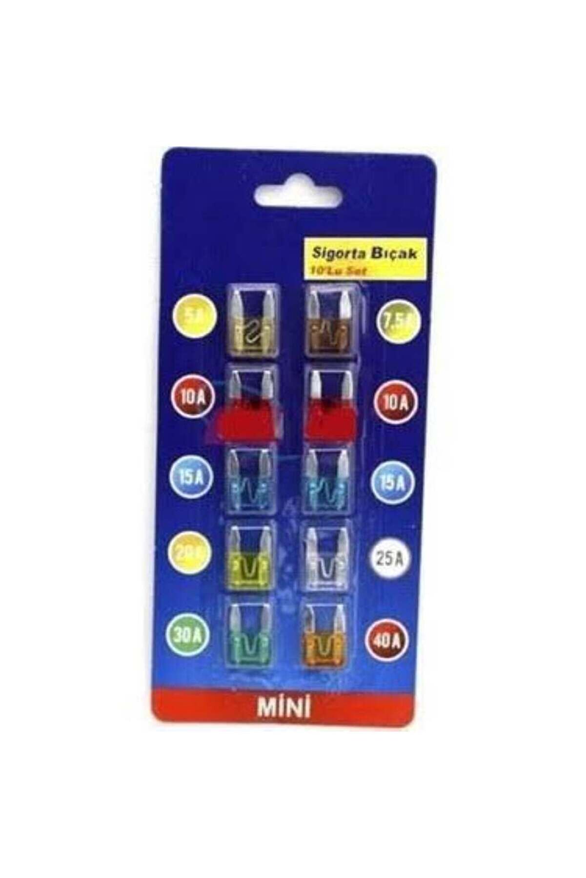 Oto Araç Bıçak Sigorta Seti Mini Sigorta 10'lu Set 5 - 7,5 - 10 - 15 - 20 - 25 - 30 - 40 Amper