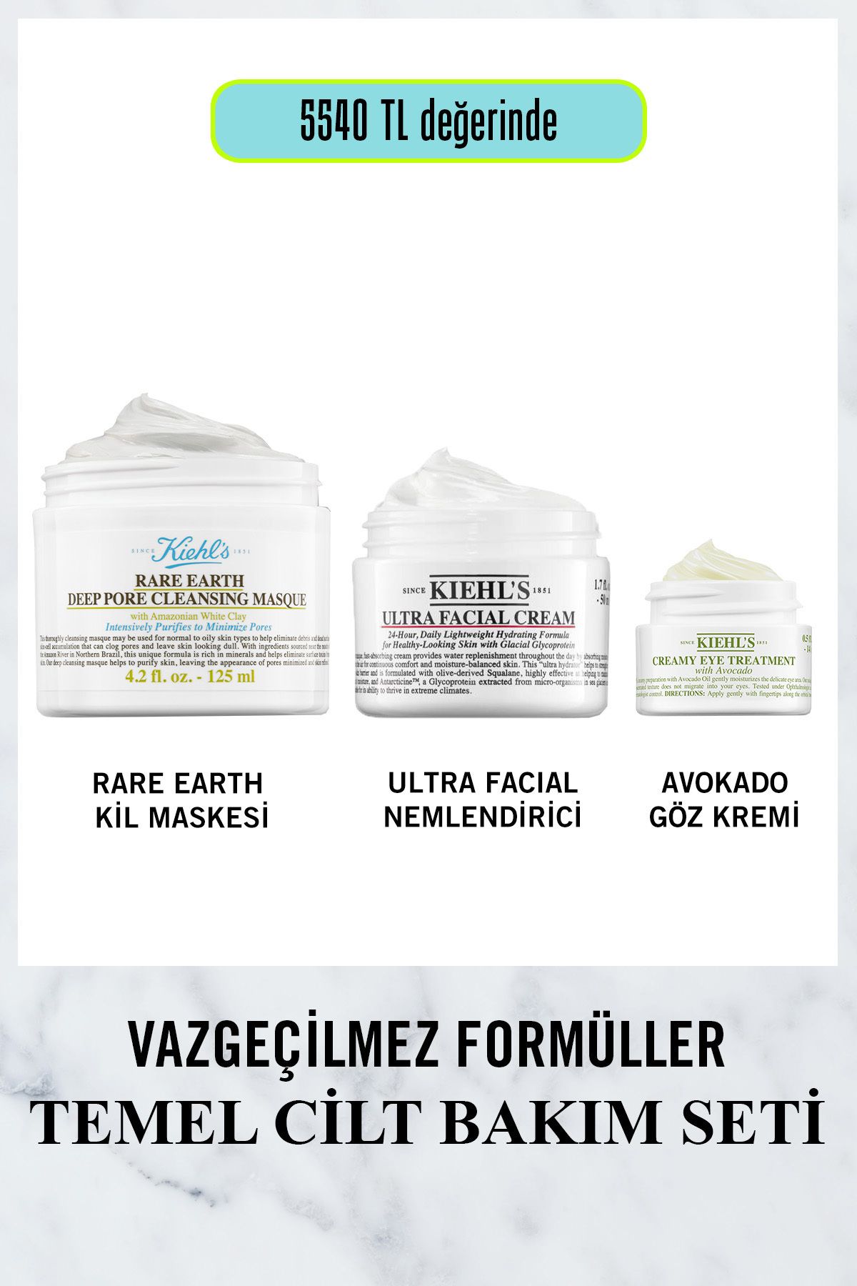 Vazgeçilmezler Seti - Avokado Göz Kremi Ultra Nemlendirici Rare Earth Kil Maskesi 3’lü Set