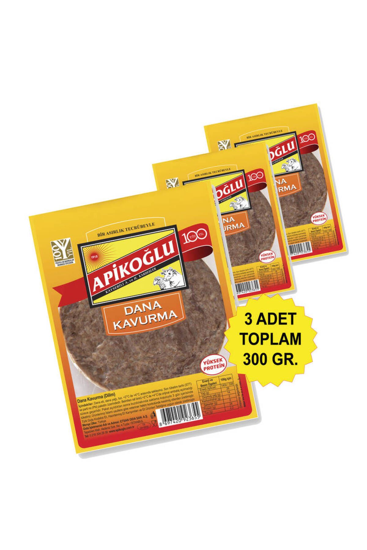 Yuvarlak Dilimli Dana Kavurma 100 Gr. Üçlü Paket (TOPLAM 300 GR.)