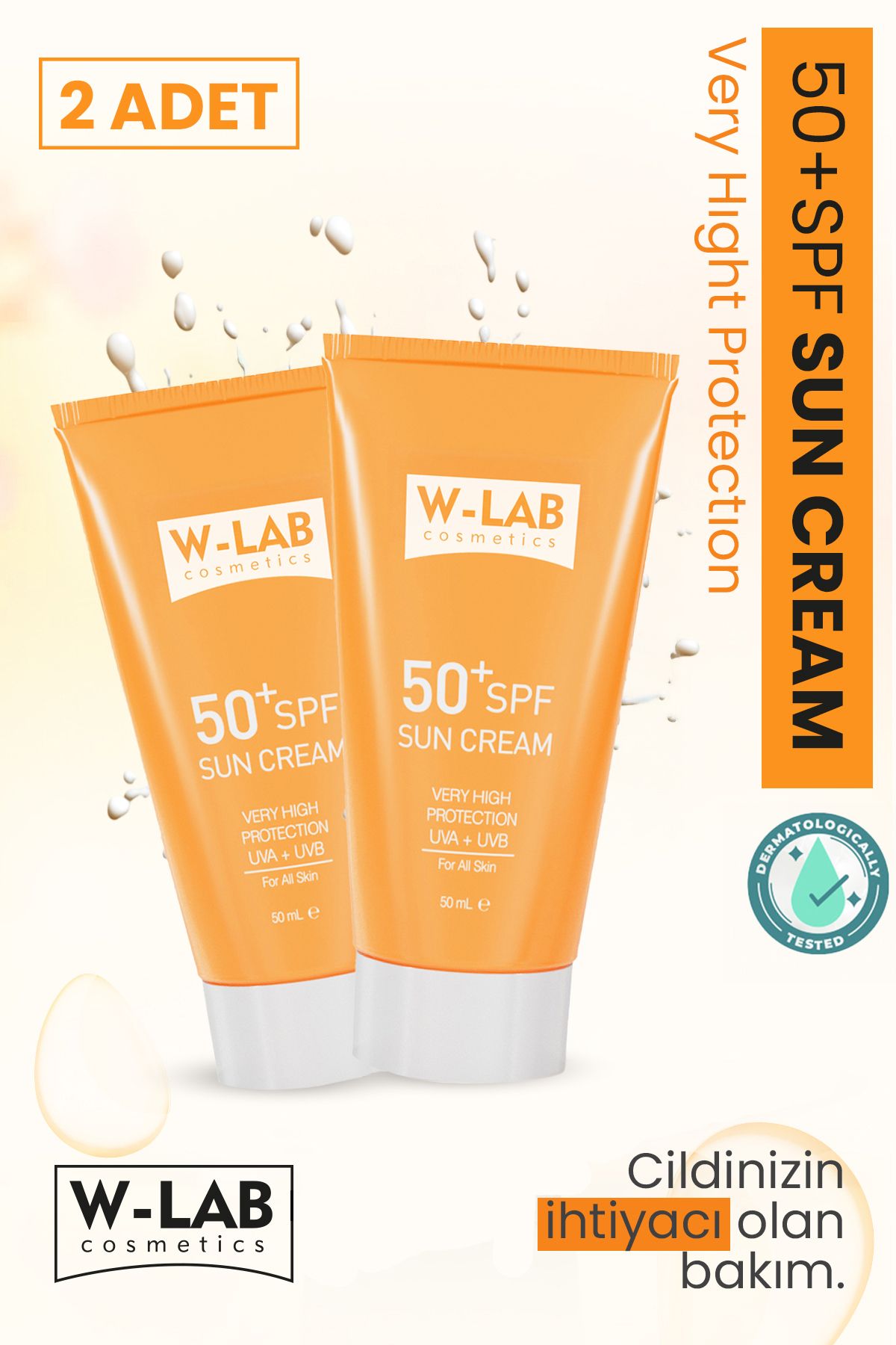 Koruyucu 50+Spf  Güneş Kremi 50 ml 2 li Set