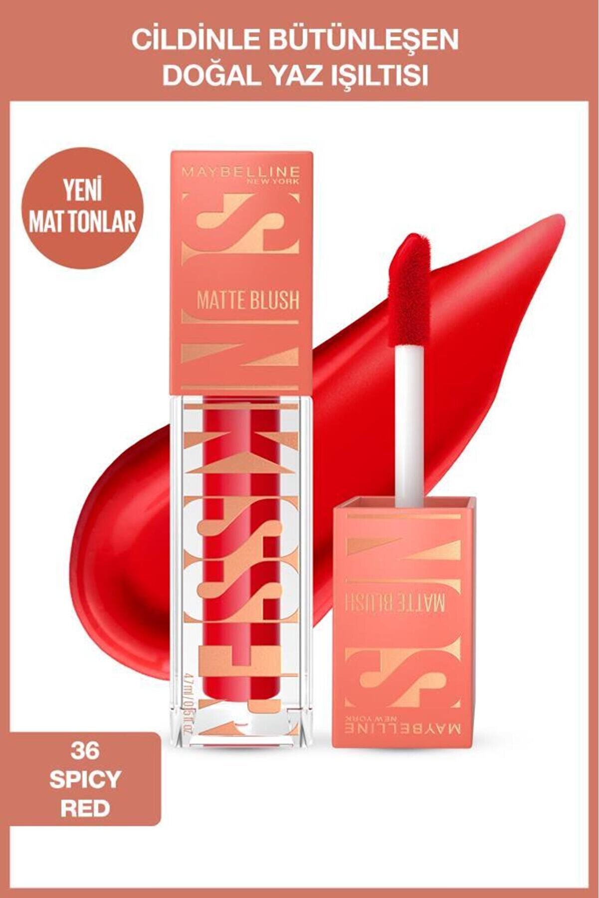 Sunkisser Hazy Matte Likit Allık - 36 Spicy Red