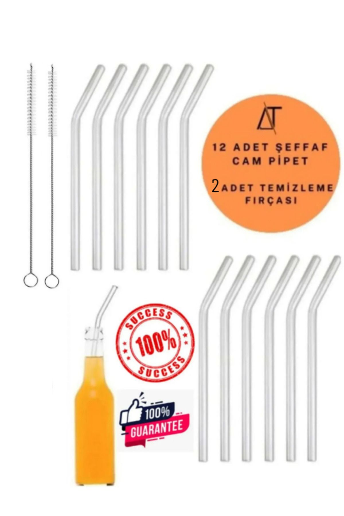 12'li Cam Pipet Ve 1 Adet Temizleme Fırçası Seti 1. Kalite / 9 Mm