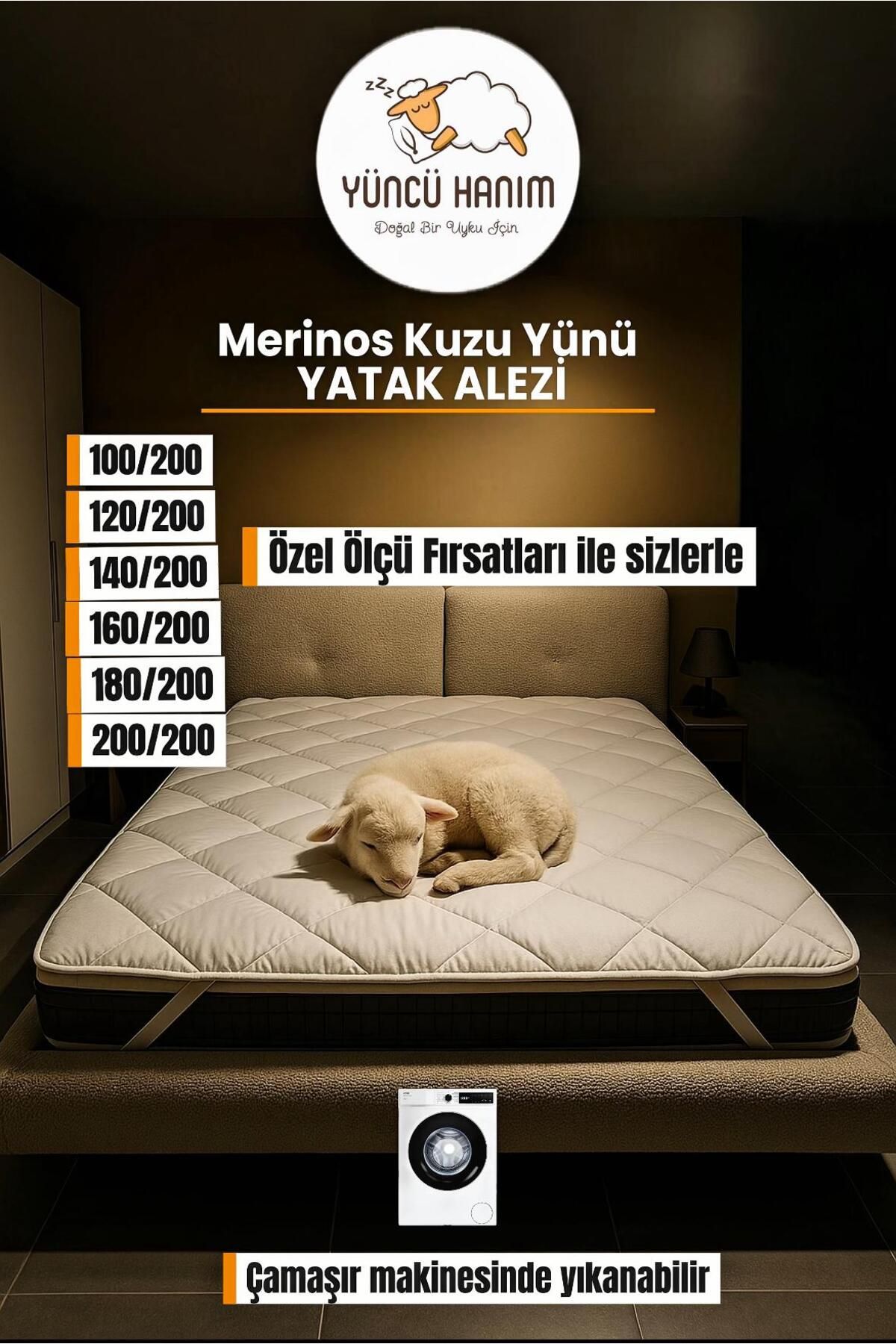 Merinos Kuzu Yünü Yatak Pedi, Yatak Koruyucu, Yatak Şiltesi (%100 MERİNOS KUZU YÜNÜ)
