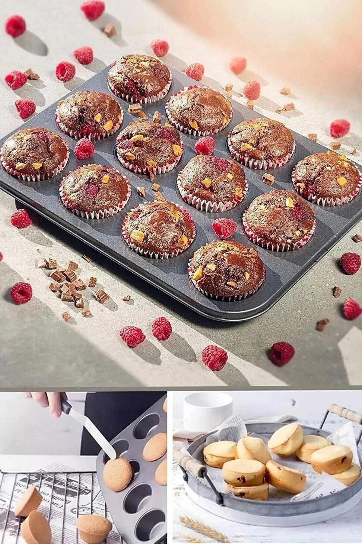 12'li Yanmaz Yapışmaz Muffin Kek Kalıbı