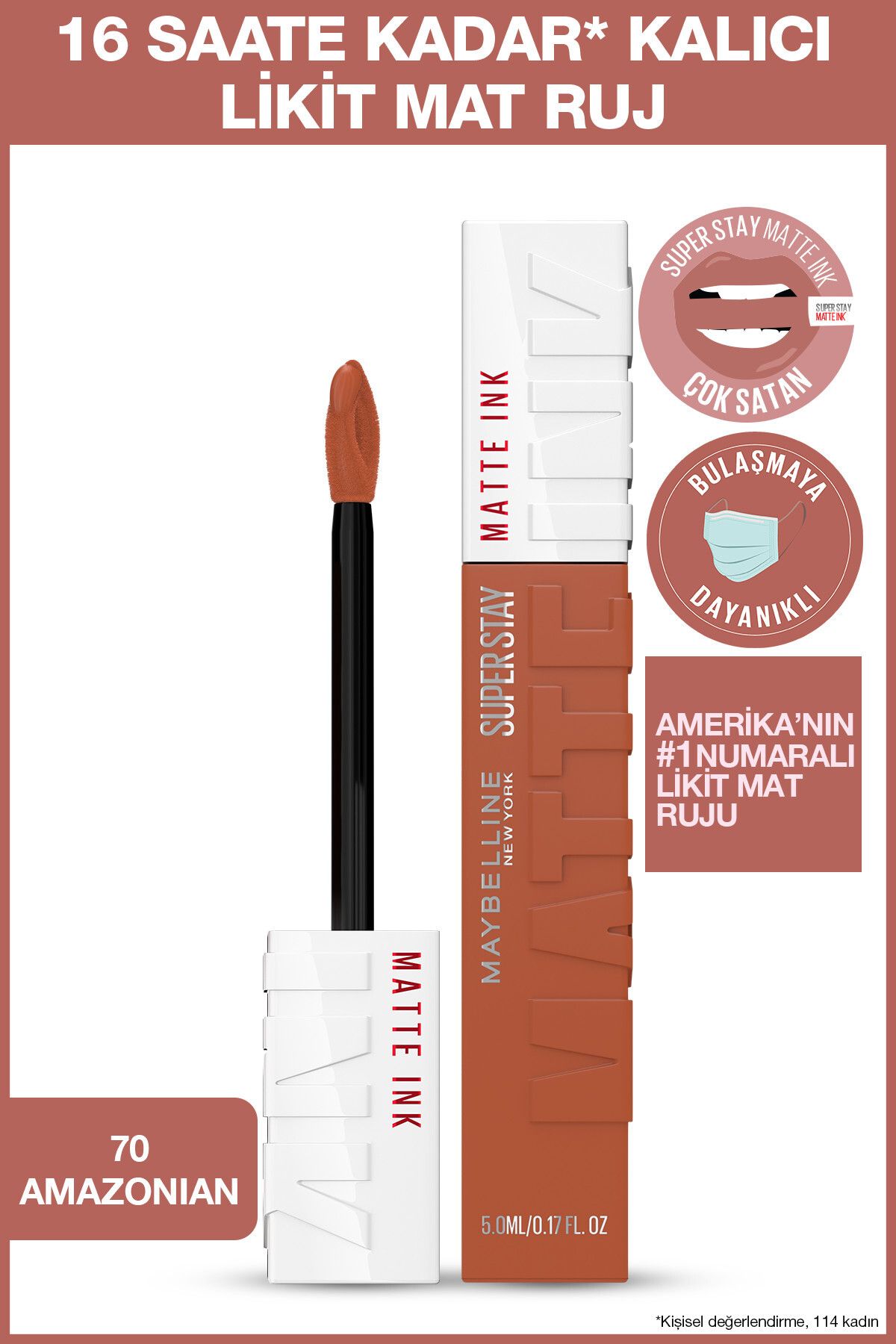 Super Stay Matte Ink Unnude Likit Mat Ruj - 70 Amazonian - Kahverengi