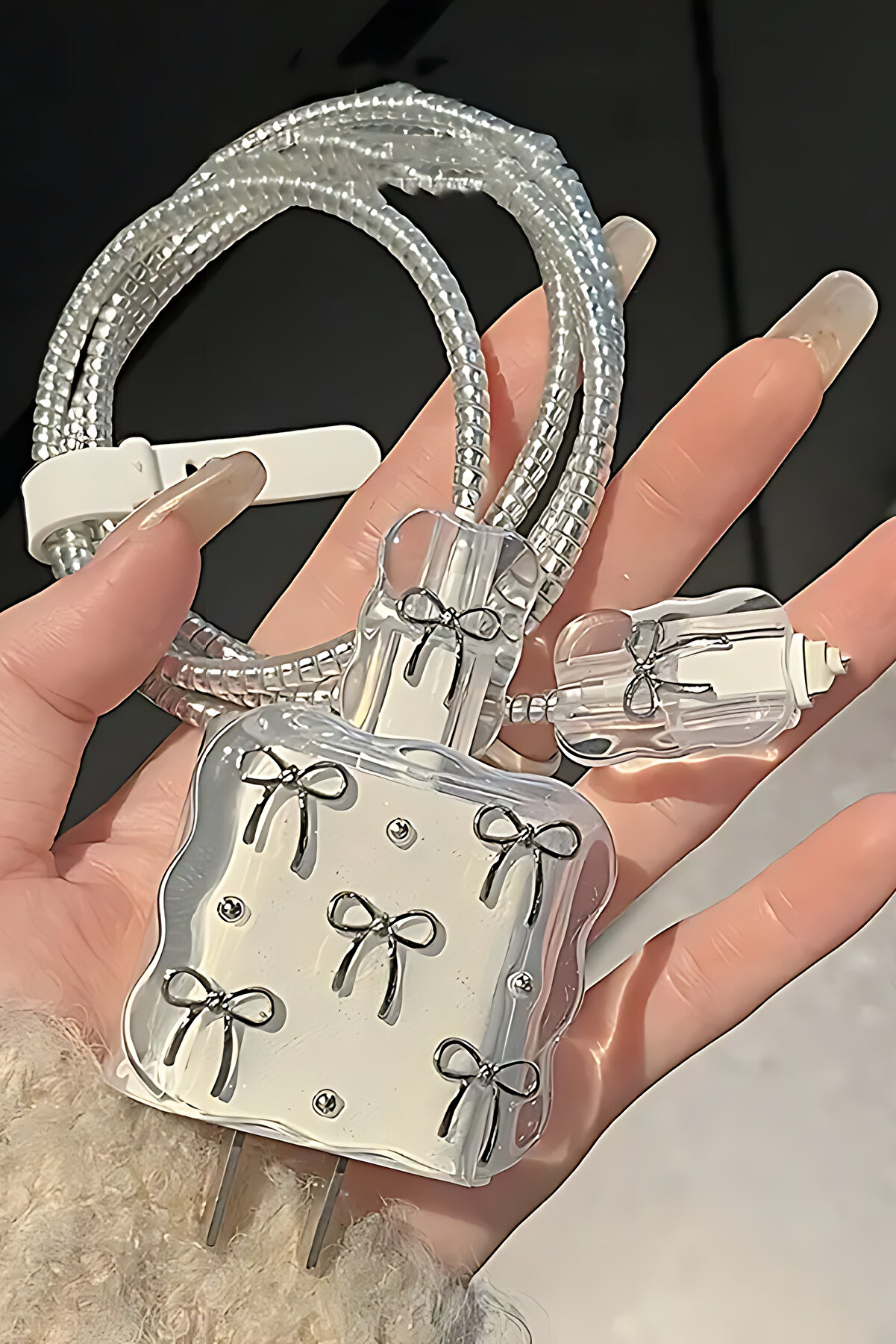 18W/20W Uyumlu Simli Fiyonk Şarj Aleti Koruyucu Şarj Kablosu Örme Aparatlı Koruyucu Toparlayıcı