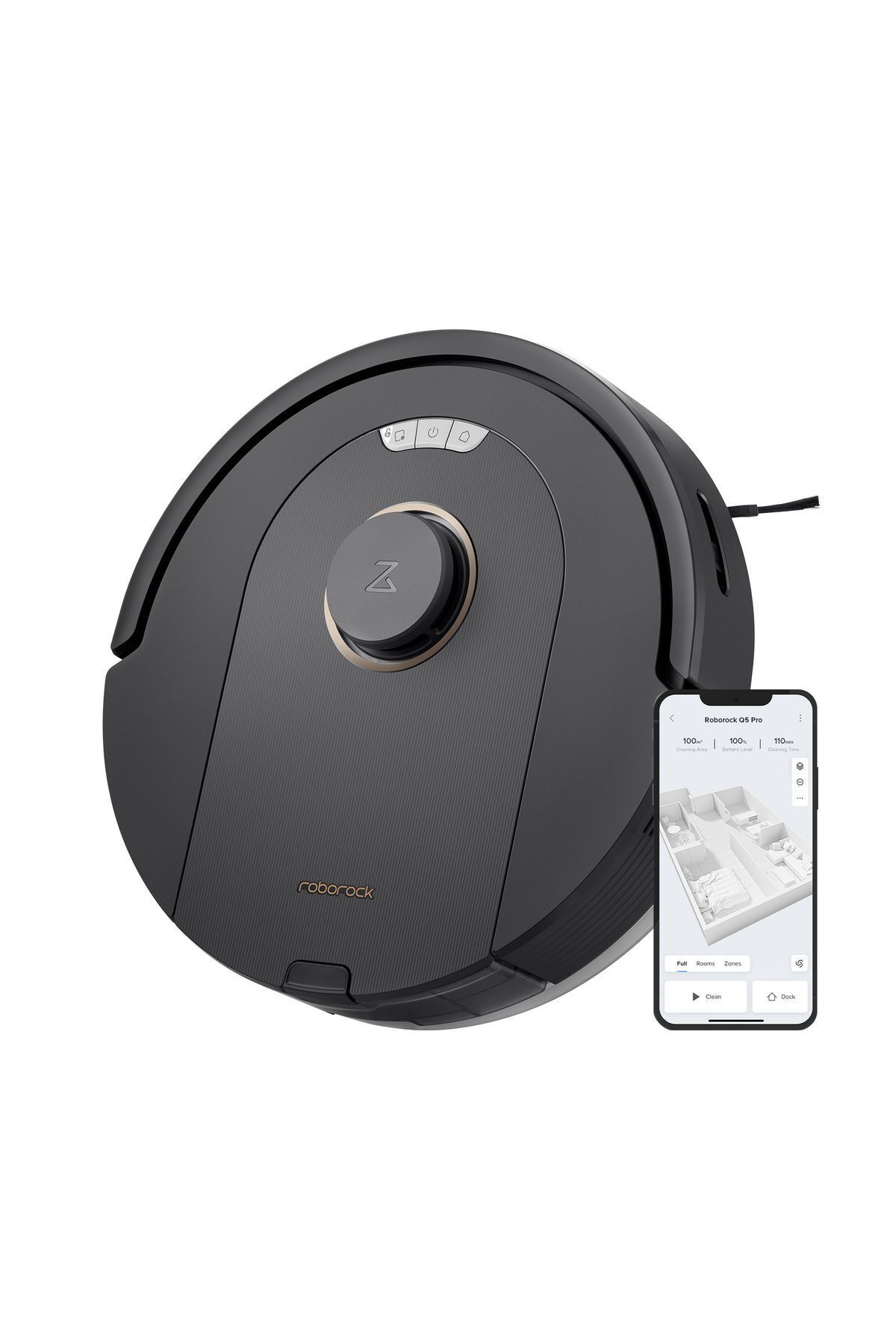 Q5 Pro Siyah Akıllı Robot Süpürge Siyah