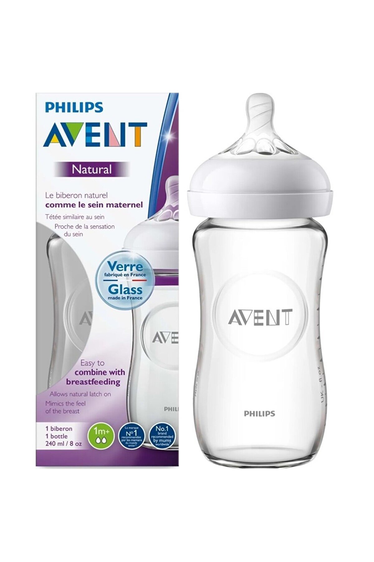 Natural Güvenli Cam Biberon 240ml 0 Ay
