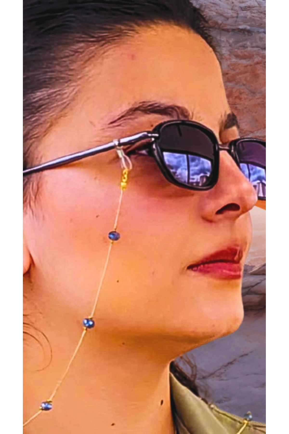 Gözlük Zinciri Chic Minik Toplu Kadın Gözlük Askısı Petrol Mavisi Rengi Özel Esma Serisi