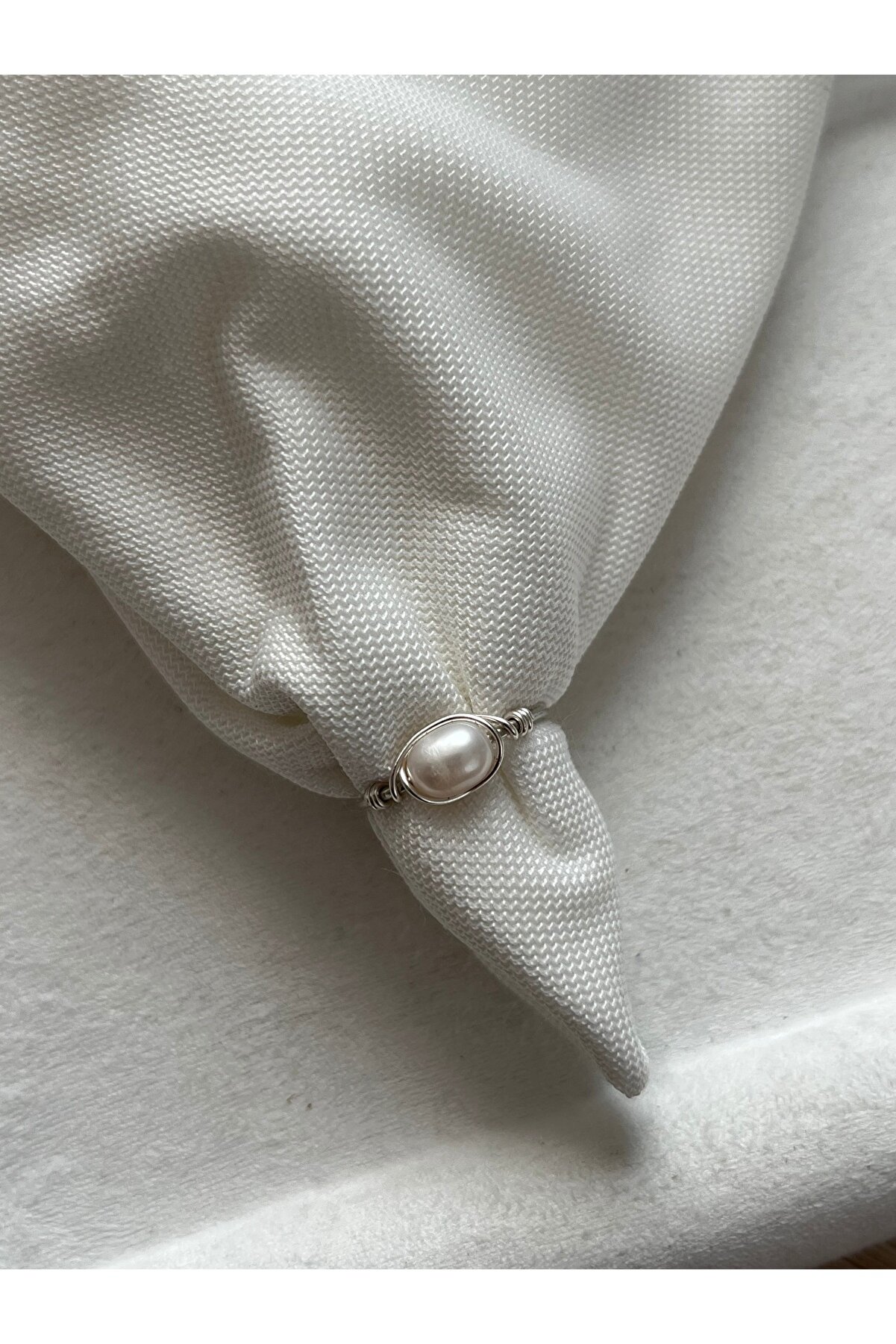 Gerçek Barok İnci Ayarlanabilir Gümüş Tel yüzük