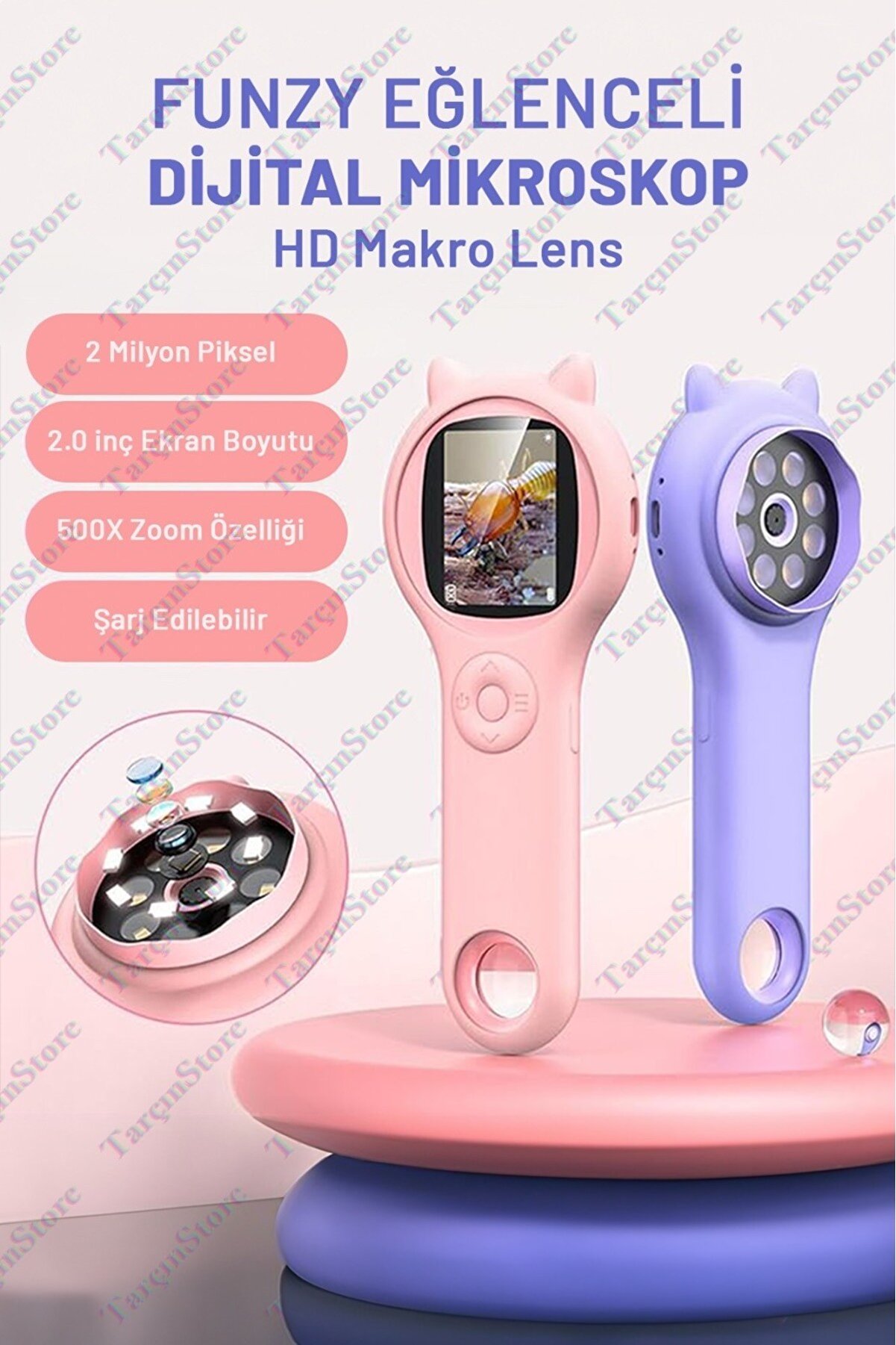 FUNZY Eğitici 500X Mikroskop Taşınabilir ve Silikon Kılıflı