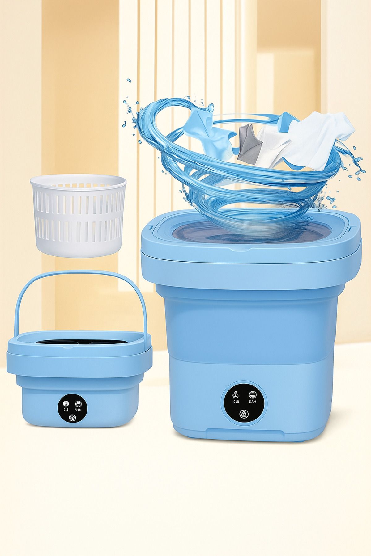 Katlanır Çamaşır Makinesi Mavi 10 Litre