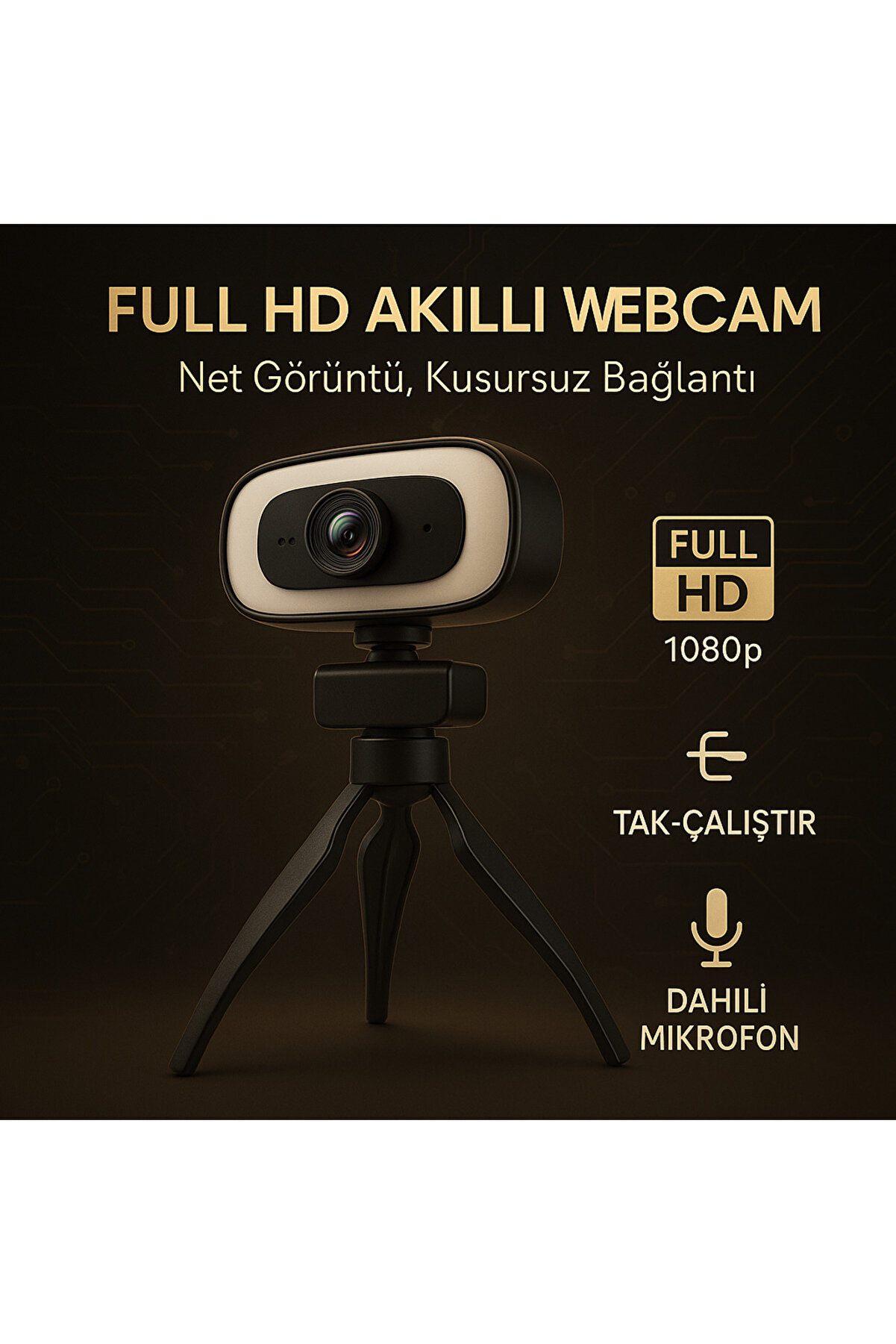 Webcam Yayıncı 2k Full Hd 60fps Işıklı 2560*1440p 360* Dönebilen Mikrofonlu Bilgisayar Kamerası