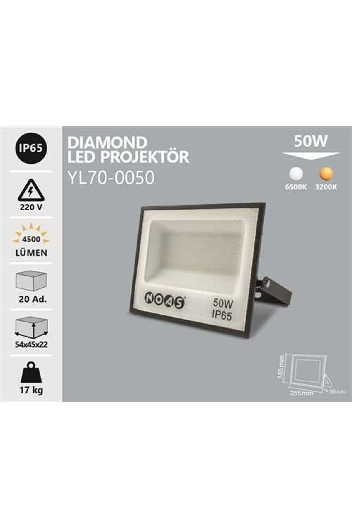 50w Led Projektör Beyaz