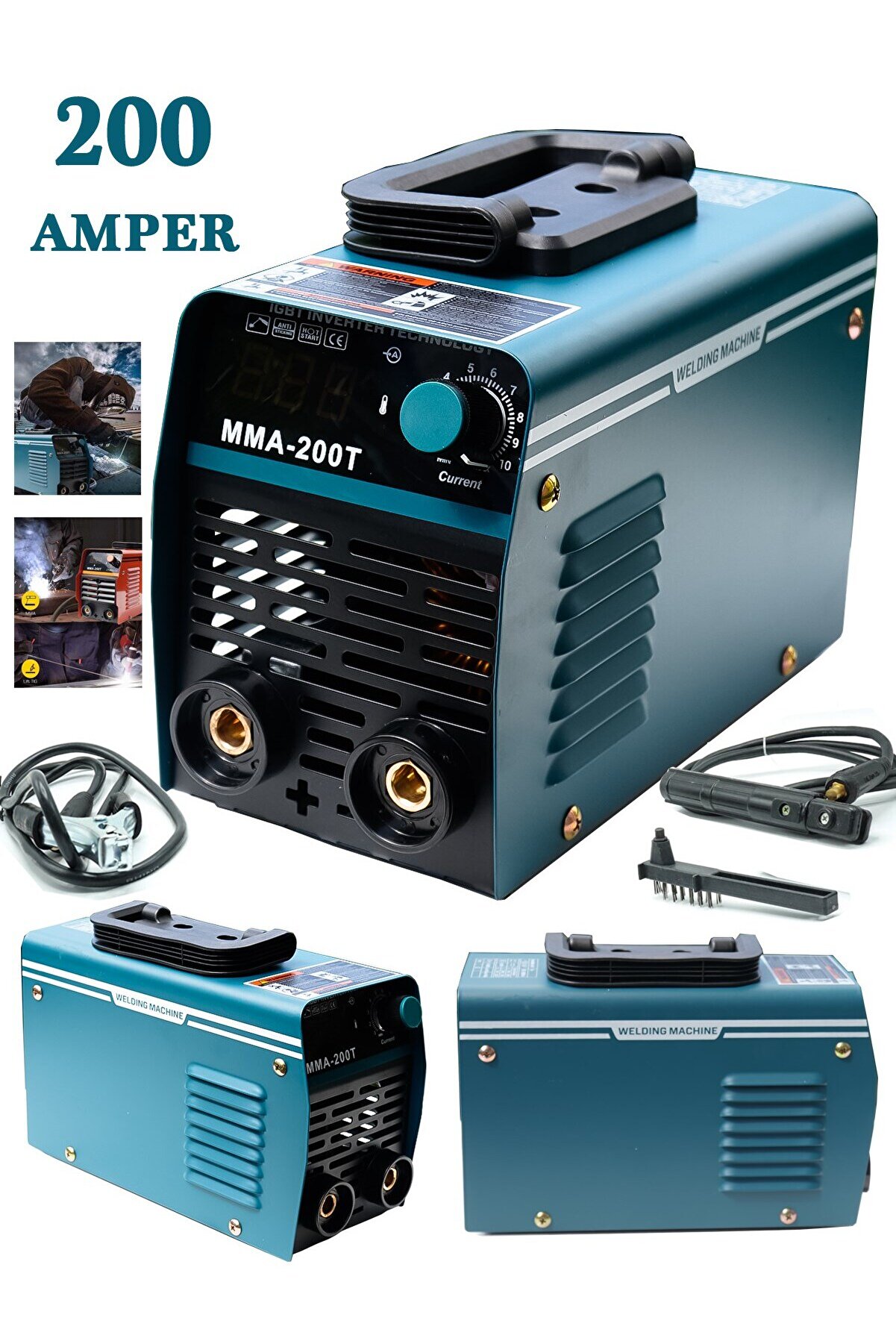 PRO MMA-200T Amper Profesyonel Dijital Göstergeli Çift Kart Soğutmalı İnverter Kaynak Makin