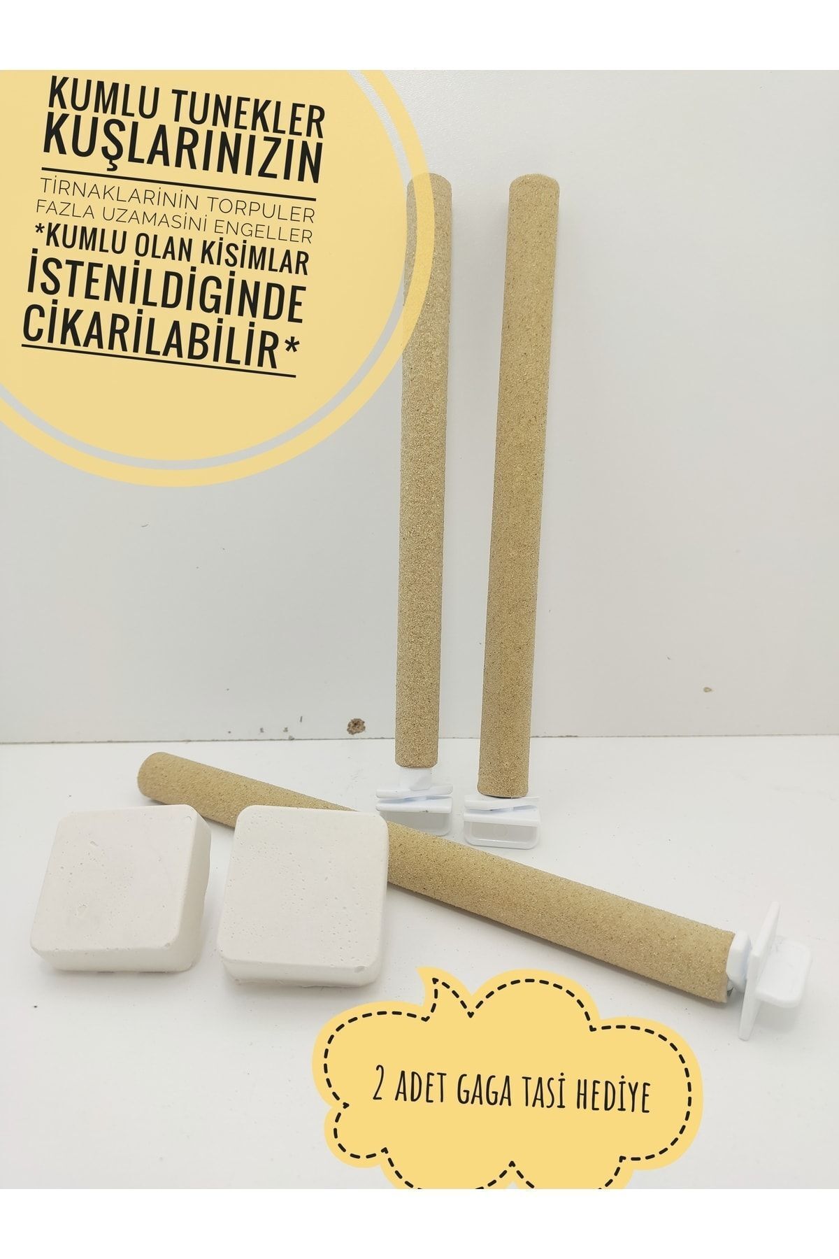 Muhabbet Kuşu Tırnak Törpü Tünekleri 3'lü Set - Pratik Tırnak Bakım Çözümü