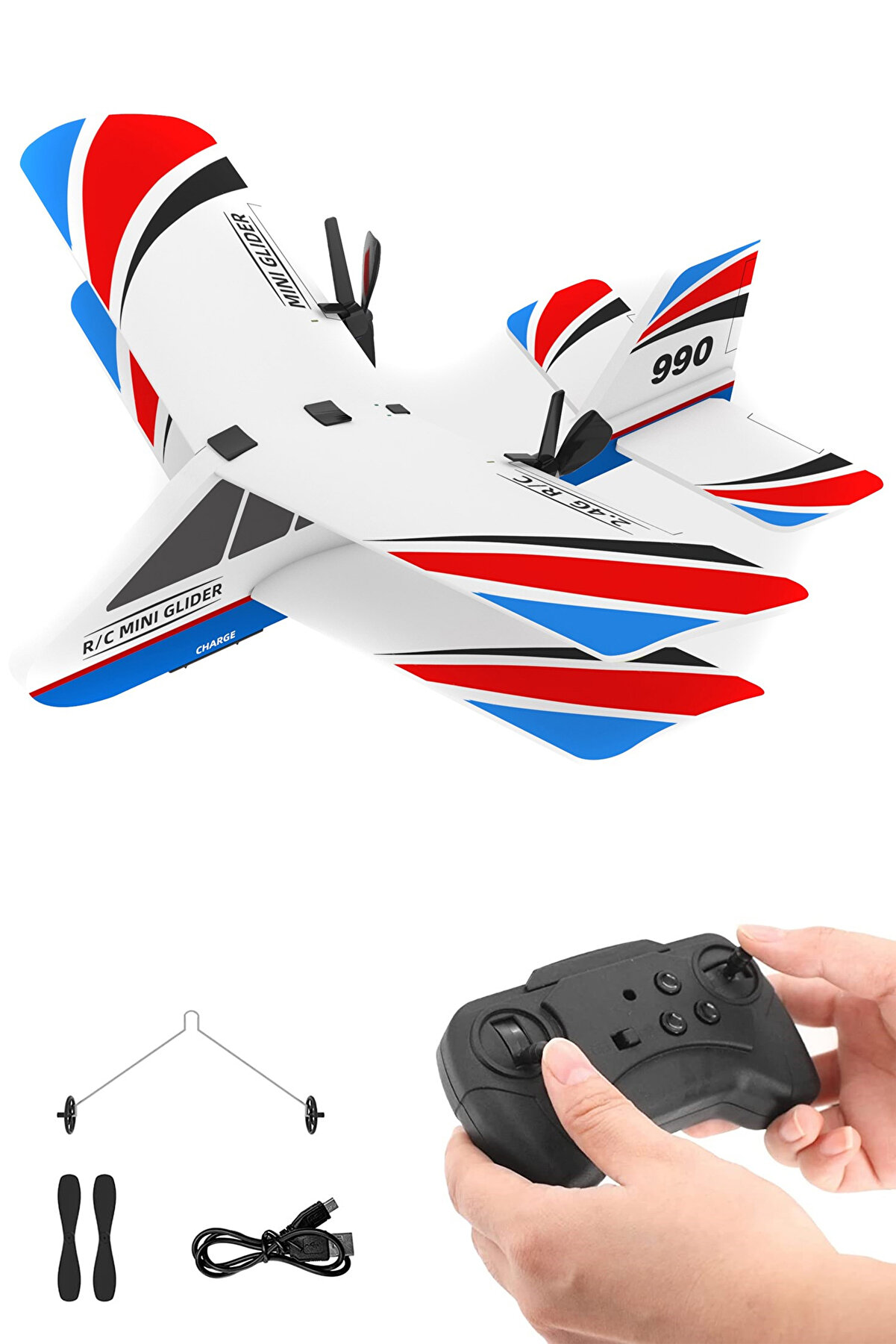 Glider 2.4GHz Uzaktan Kumandalı RC Uçak Şarjlı Uçak Drone Kırmızı