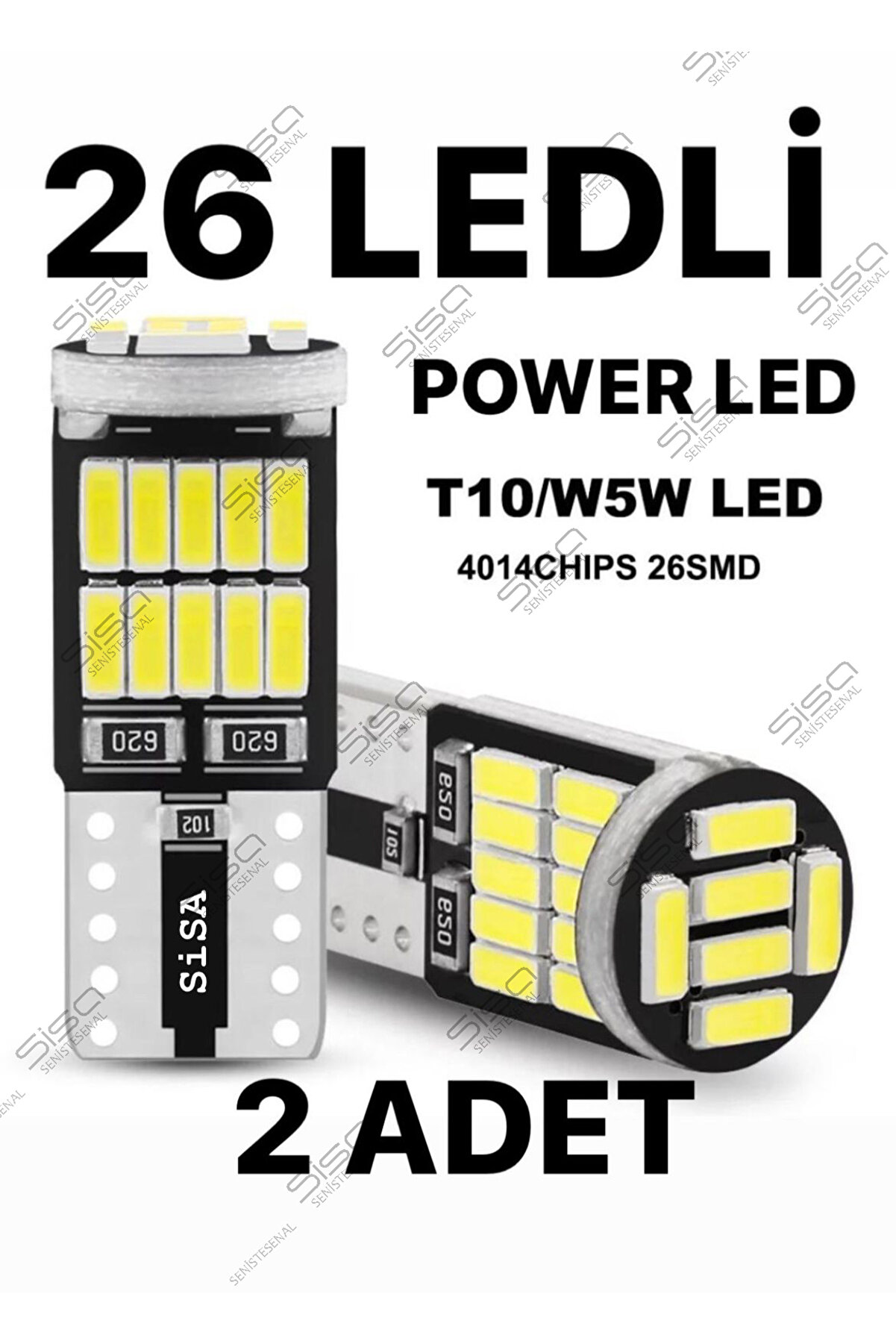 T10 Led 26 Ledli W5w Canbus Metal Ultra Power Beyaz Park Plaka Tavan Ampulü