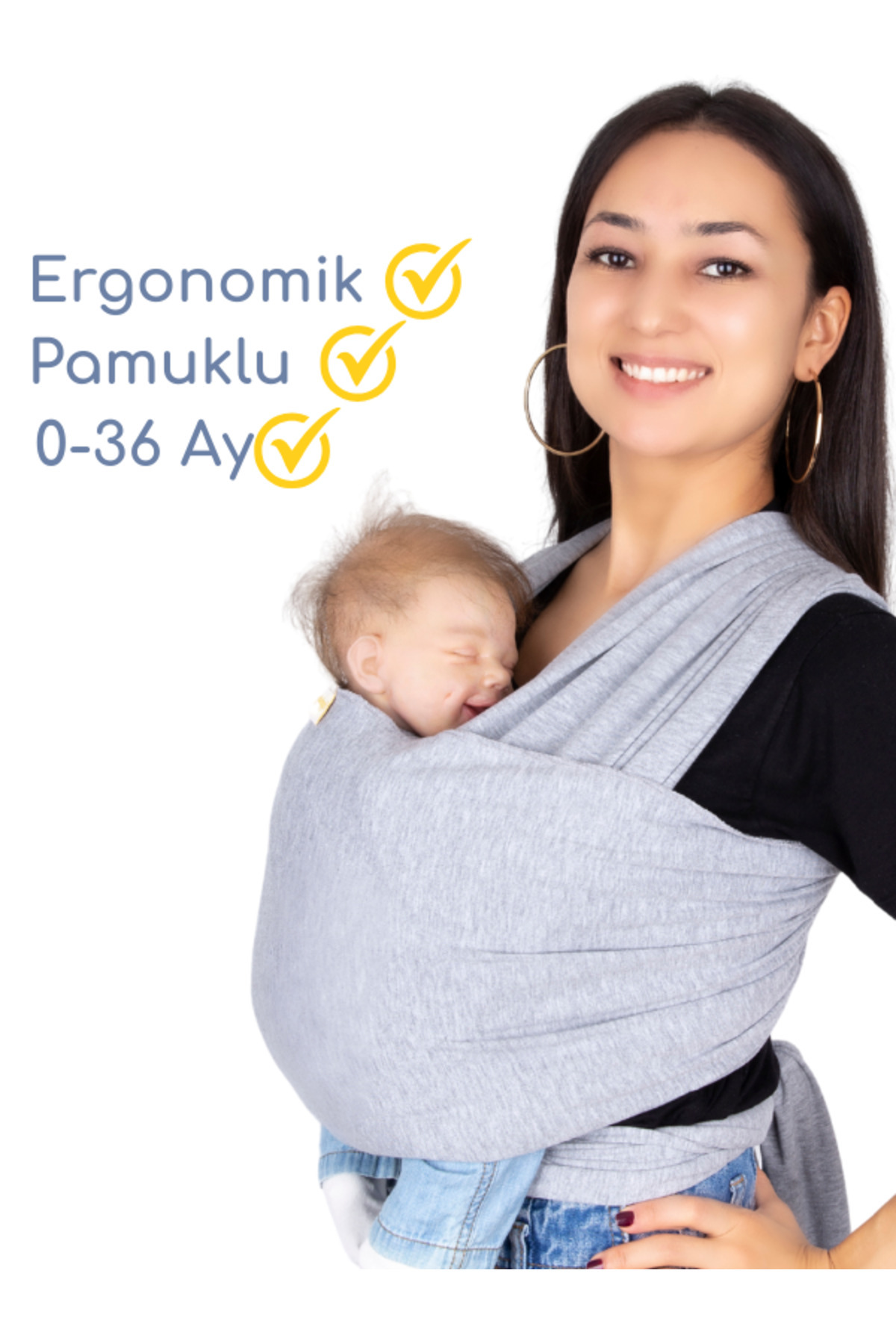 Pamuklu Esnek Ve Ergonomik Bebek Sling Yenidoğandan Itibaren Güvenli Taşıma