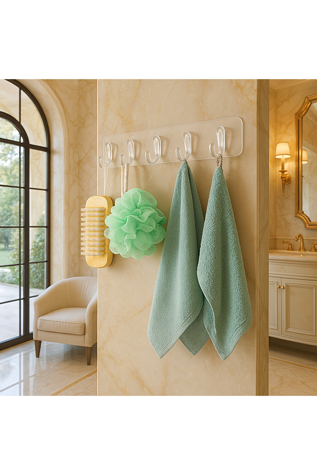 Yapışkanlı Şeffaf Duvar Askısı Banyo Mutfak Düzenleyici Askı Pratik Kanca Askılık