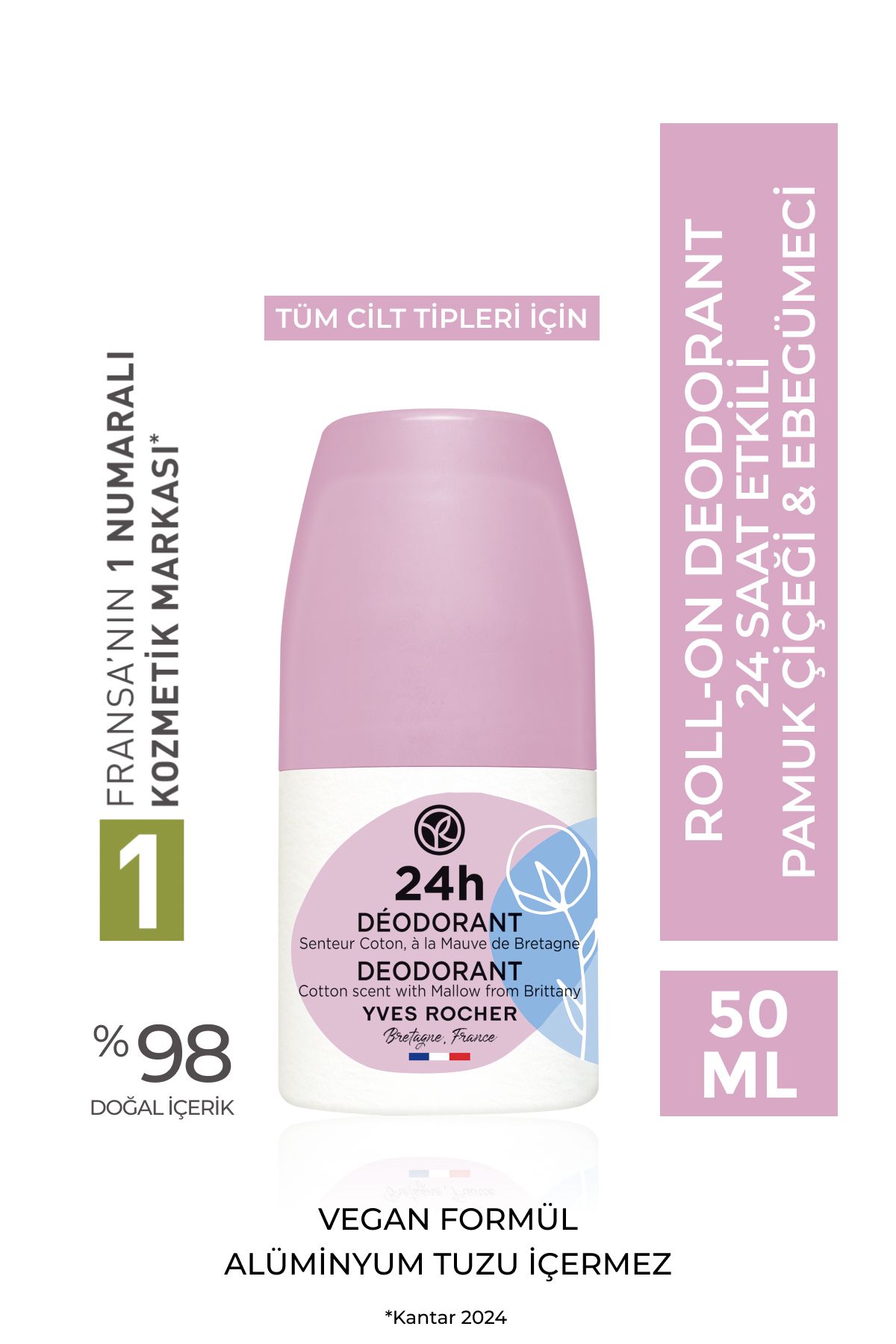 Ter Kokusu Önleyici 24 Saat Etkili Kadın Roll-On Deodorant- Pamuk Çiçeği&Ebegümeci-56315
