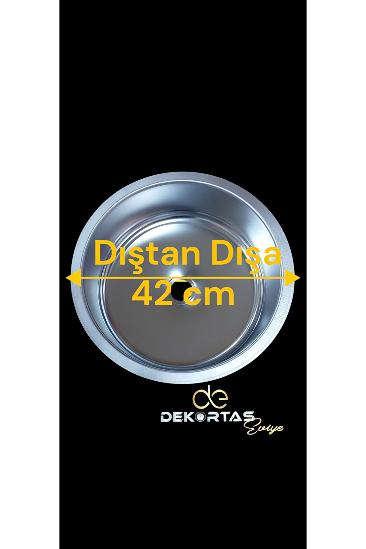 Krom Düz Yuvarlak Evye