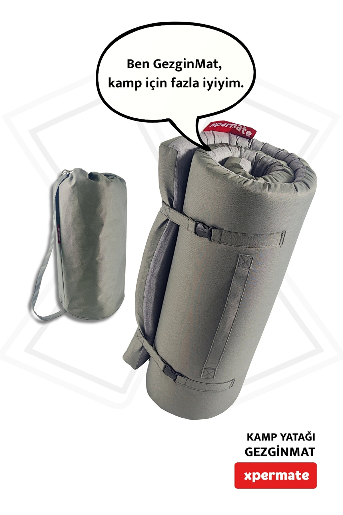 Gezginmat Kamp Yatağı Kamp Matı Fermuarlı Taşıma Çantalı Kamp Minderi Çadır Matı 70x180x6cm