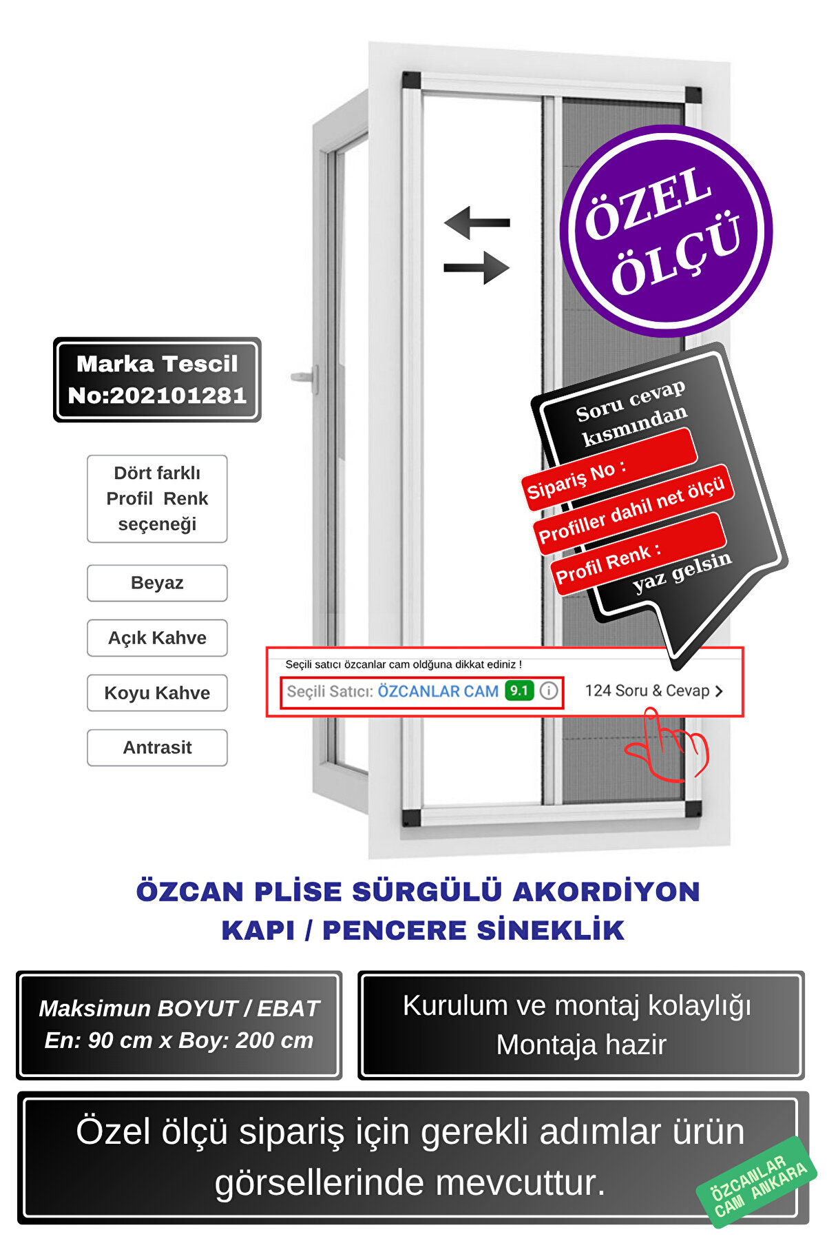 💥 En 90 X Boy 200 Cm Plise Pileli Sürgülü Sineklik |kayar Akordiyon(ahşap/pimapen/çelik Kapı Uyumlu