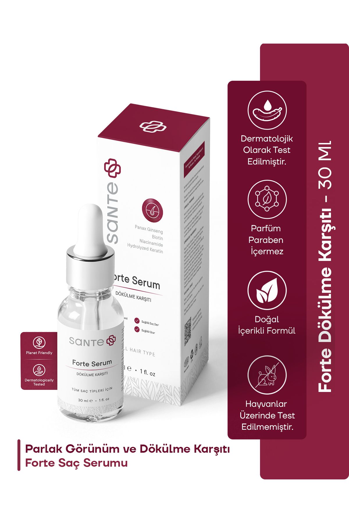 Yoğun Saç Dökülmesi Karşıtı Biotin & Keratin & Ginseng Forte Saç Serumu 30 ml