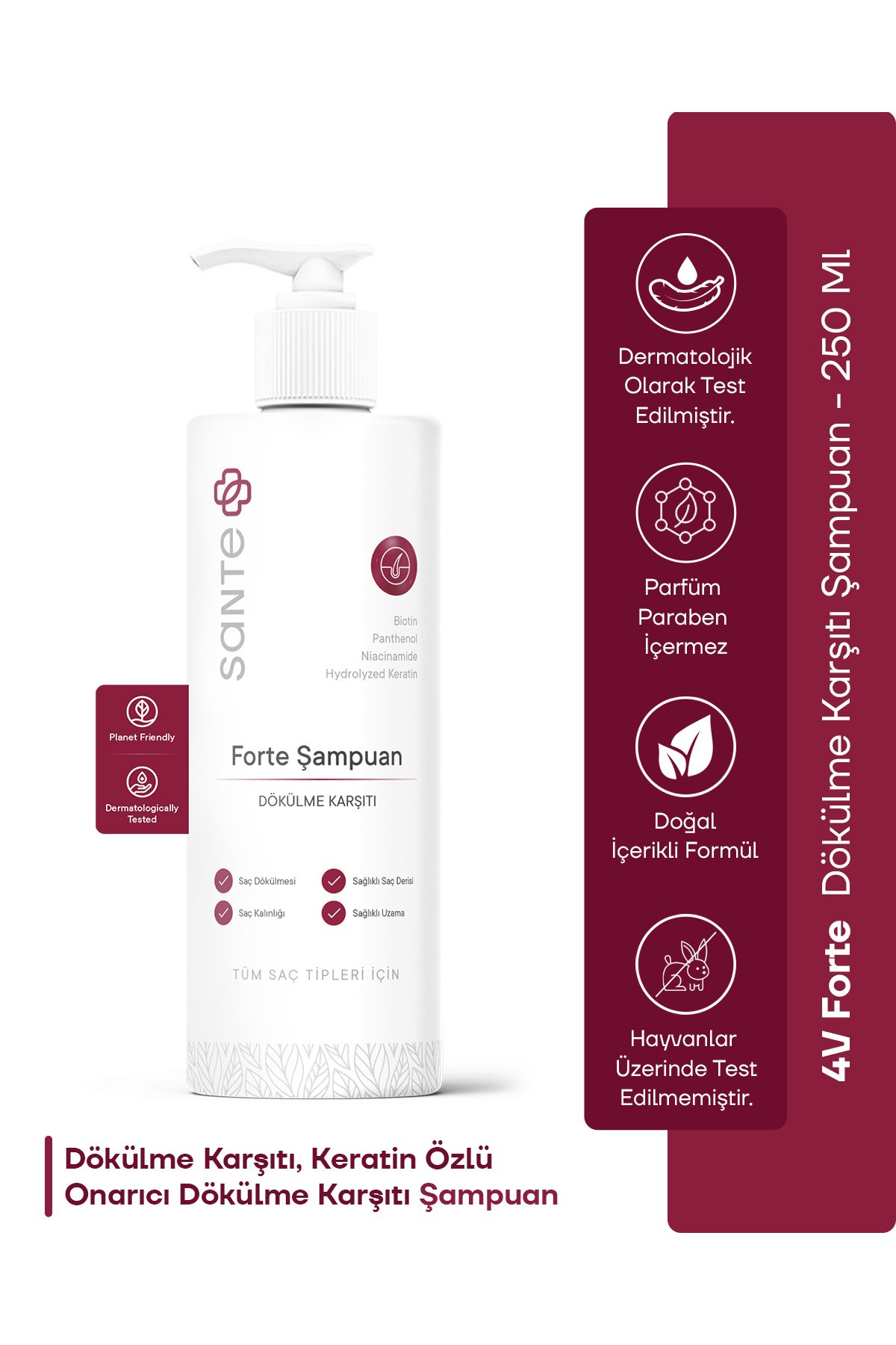 Yoğun Saç Dökülmesi Karşıtı Biotin & Keratin 4v Forte Şampuan 250 ml
