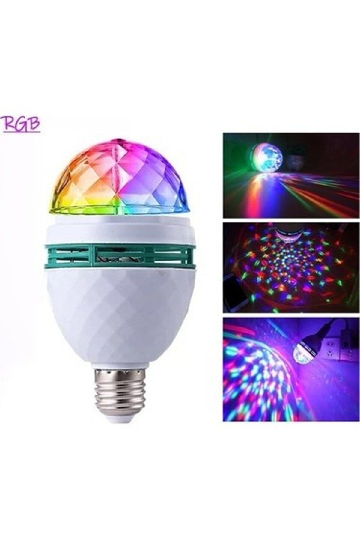 RGB Renkli LED Döner Başlıklı Disko Topu Ampul 3W priz duy dahil E27 Düğün Dernek Eğlence Dans Disko