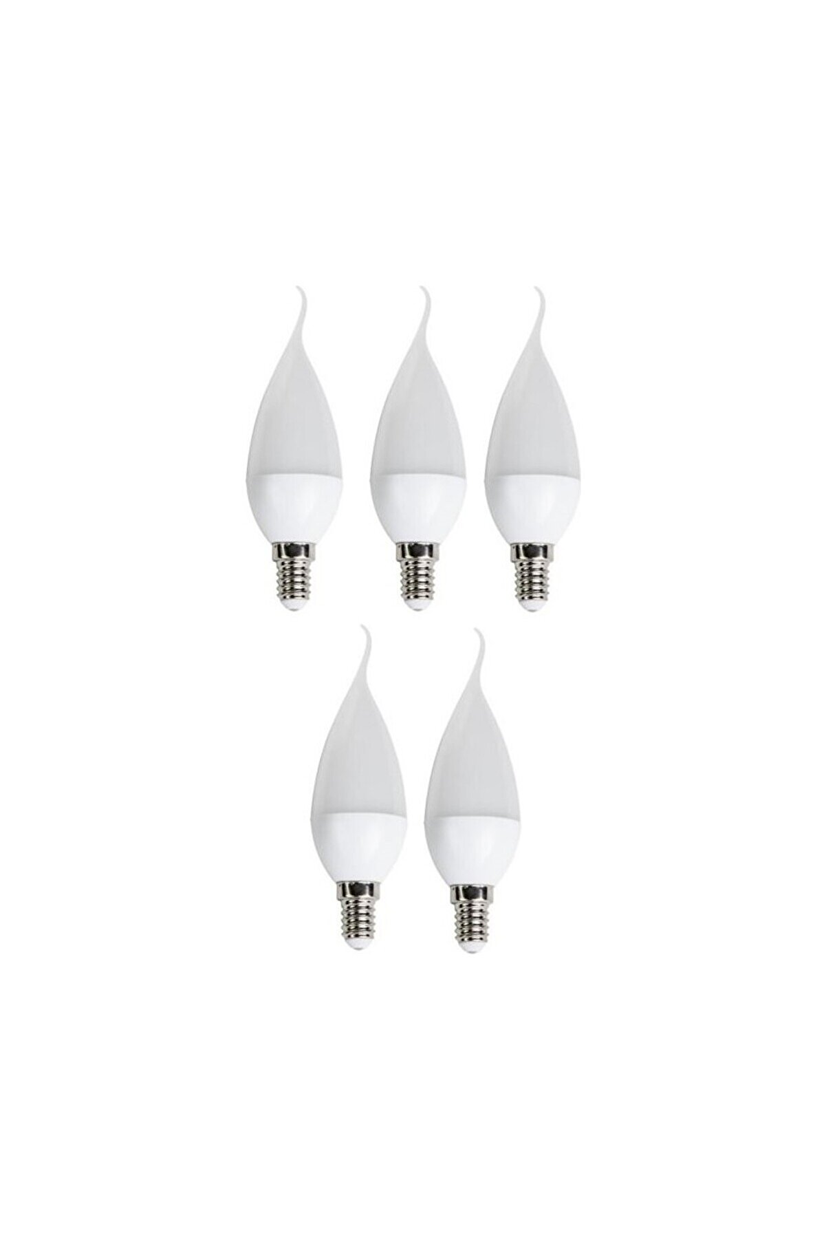5 Adet Çok Kaliteli E14 Duy 5 Watt, 6400 Kelvin Beyaz Işık Led Ampul, Avize, Şamdan Ampulü Mum Ampul