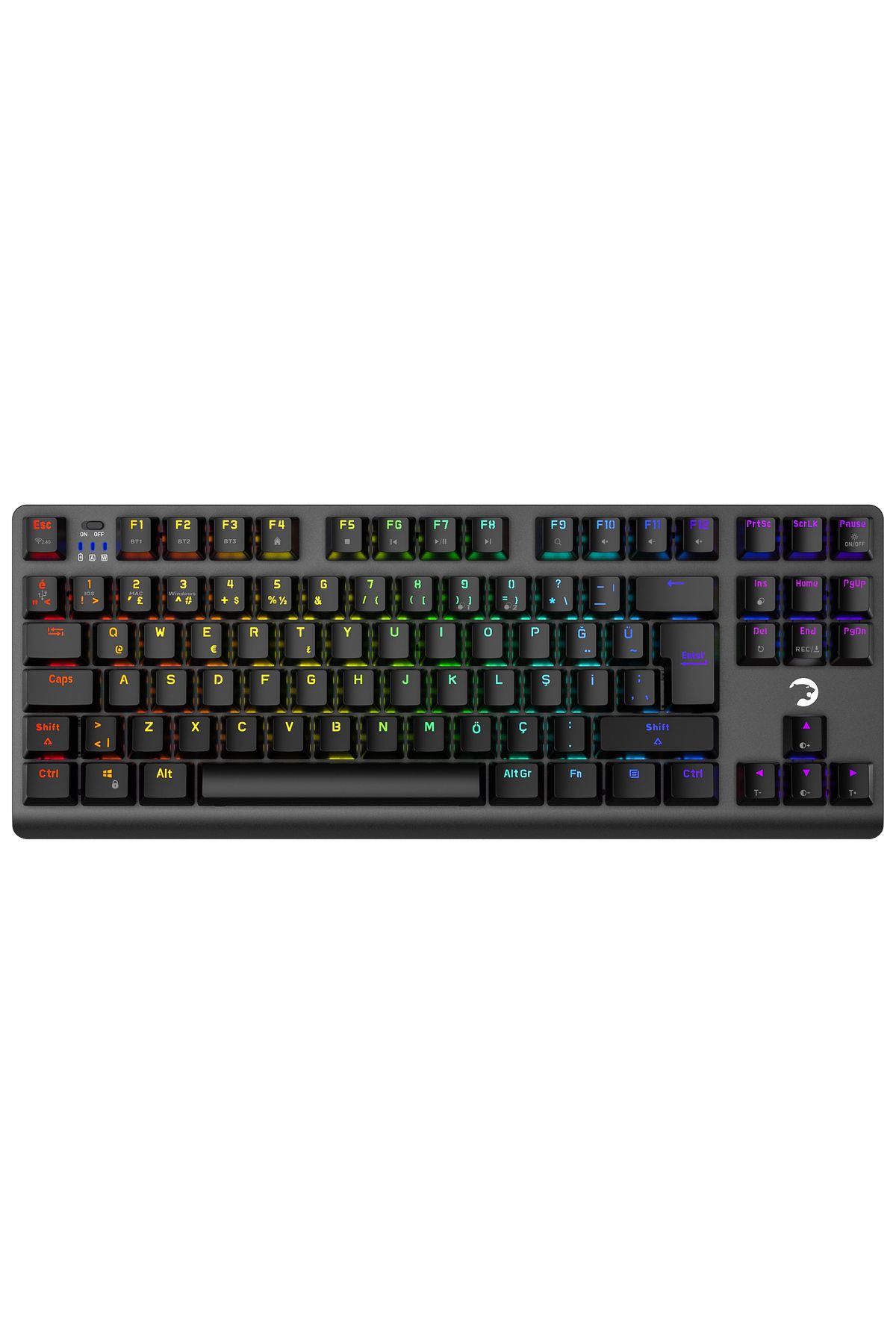 Eva 7 60m Mekanik Kablolu, 2.4ghz, Bluetooth 3 Mod Red Switch Türkçe Q 88 Tuş Rgb Gaming K