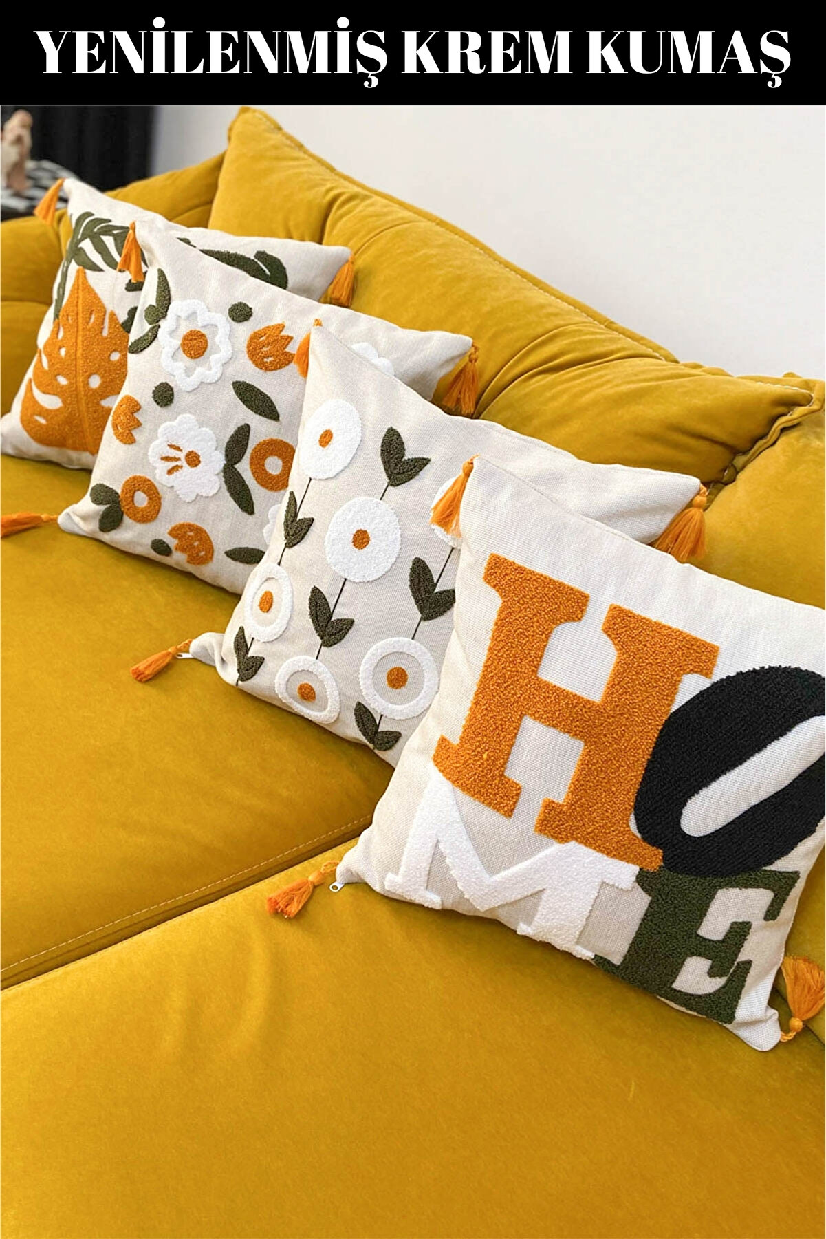 Punch Nakışlı 4 Adet Kırlent Kılıfı