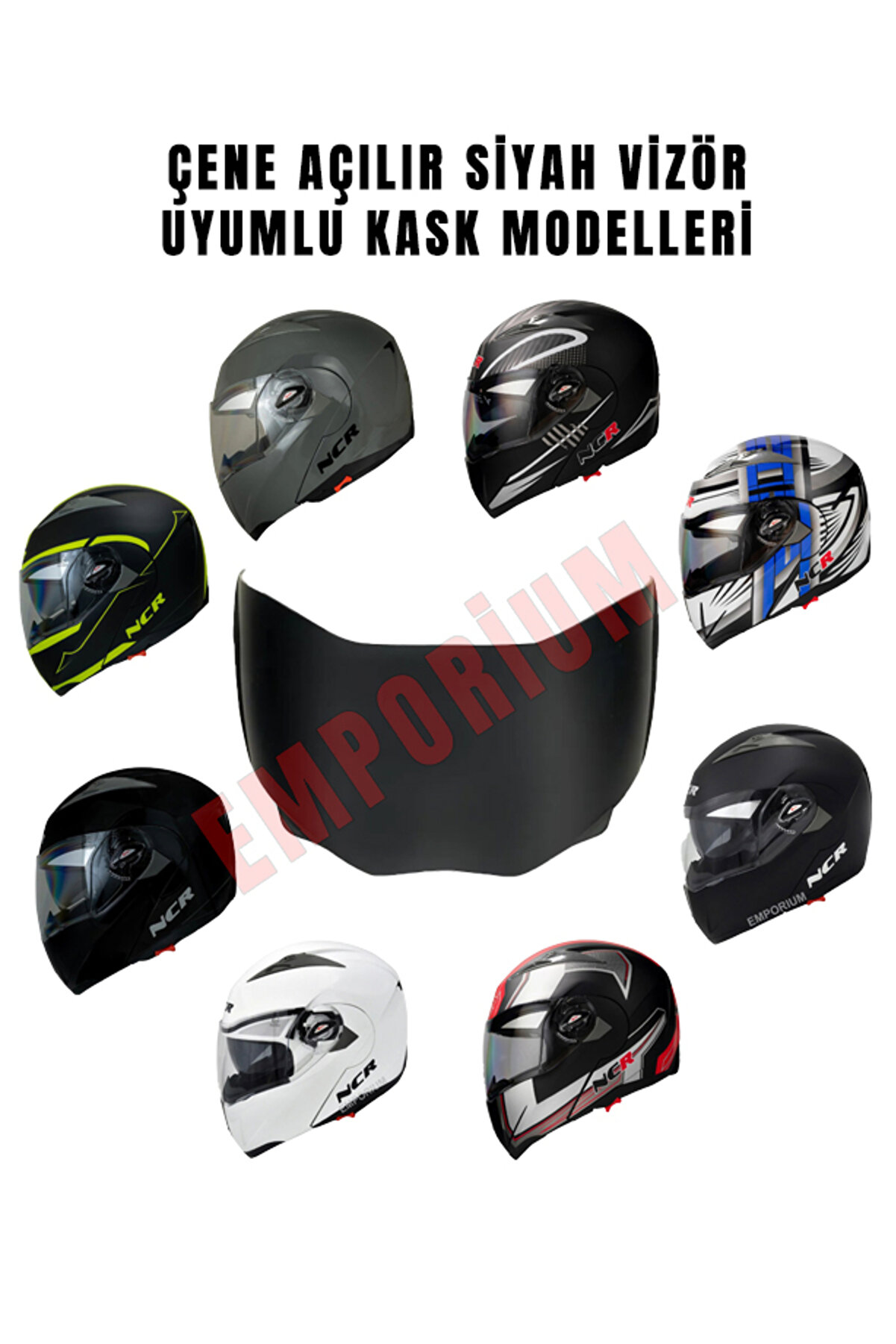 Çene Açılır Siyah Vizör Camı (MODEL158)