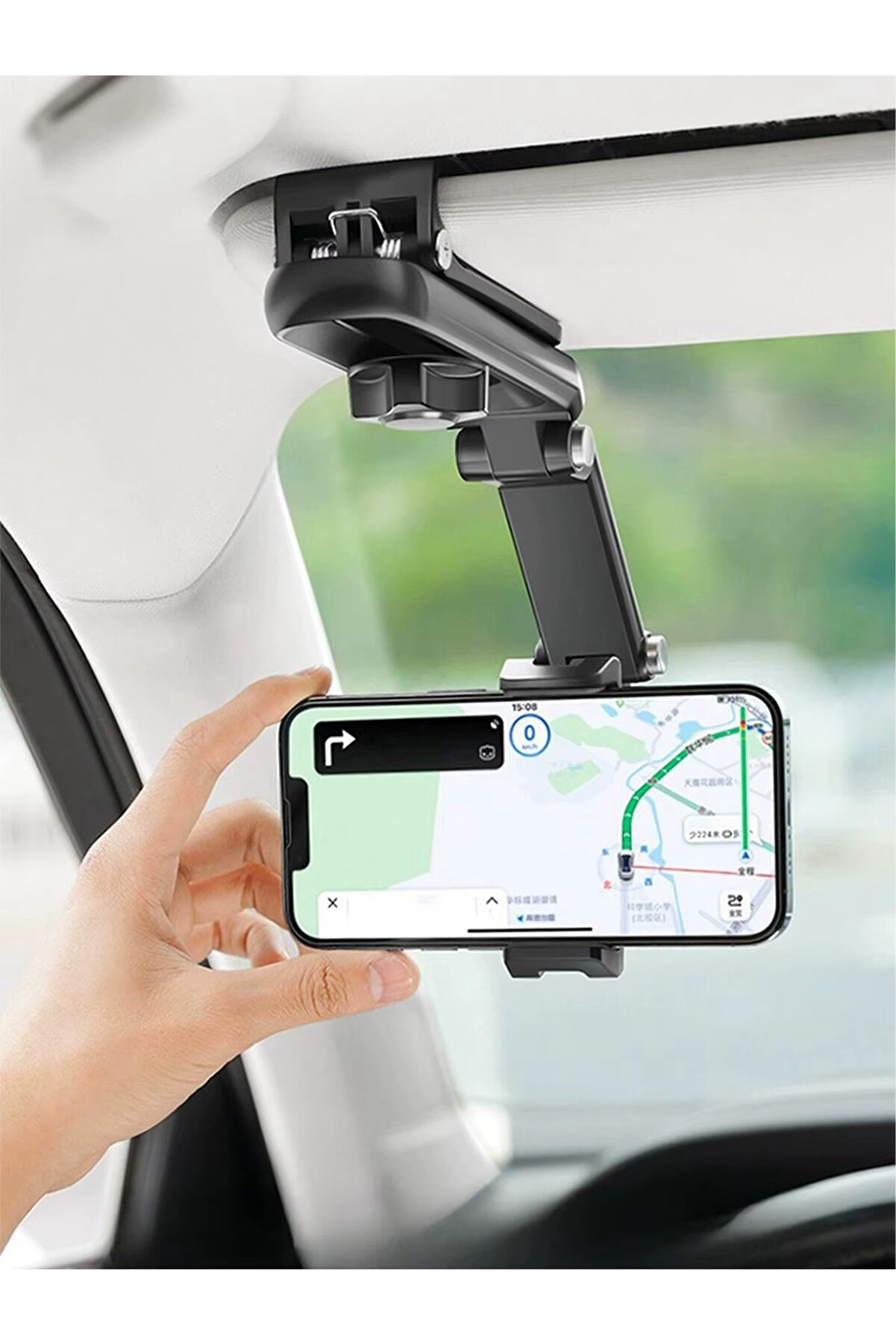 1080° Dönebilen Akrobatik Araba Telefon Tutacağı Güneşliğe Takılan Telefon Tutucu